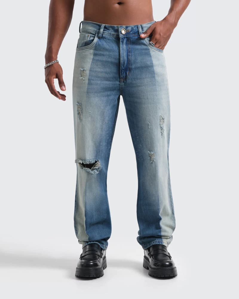 Jeans Azul Regular Distressed - imagen 1