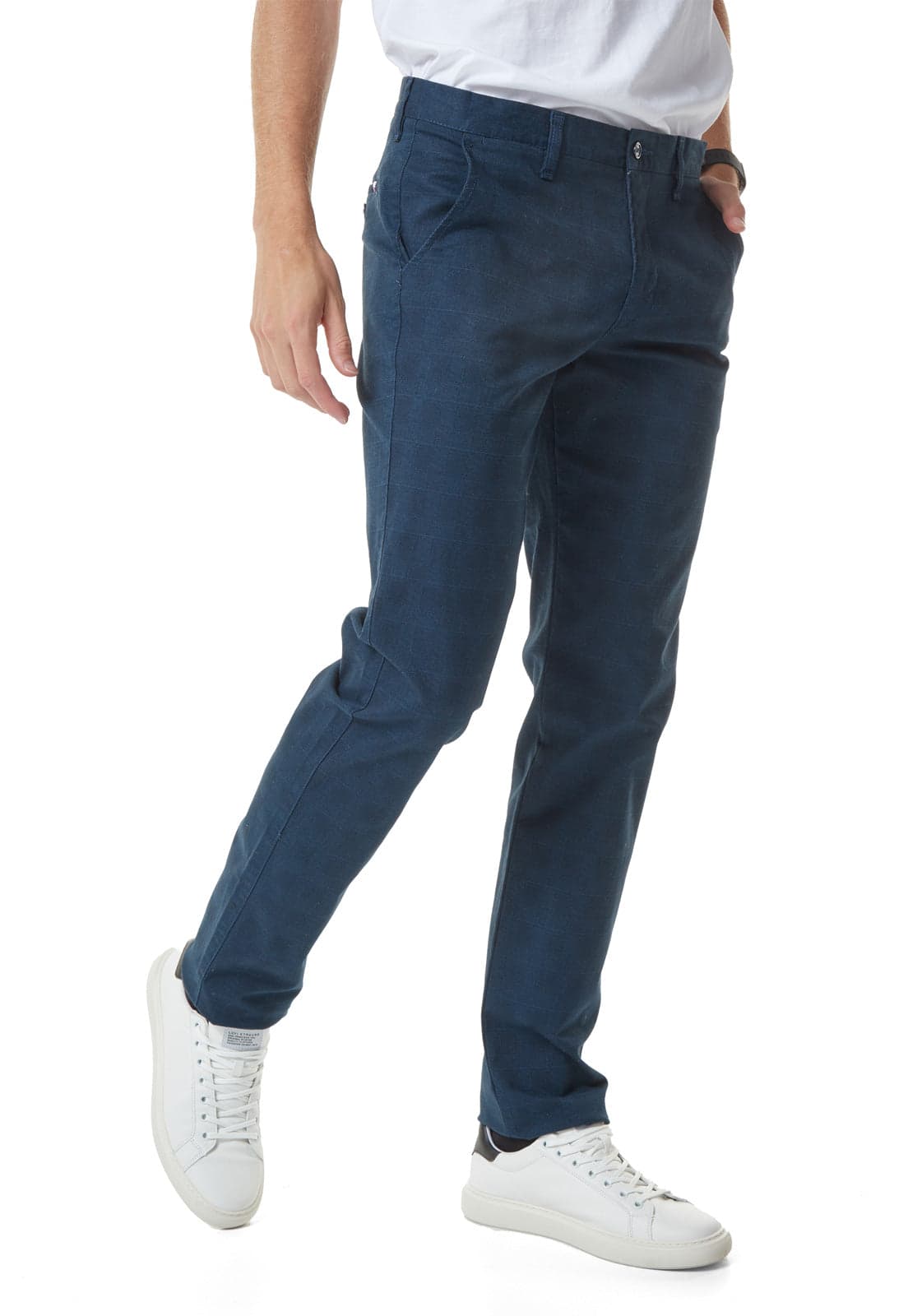 Pantalón dril a cuadros azules