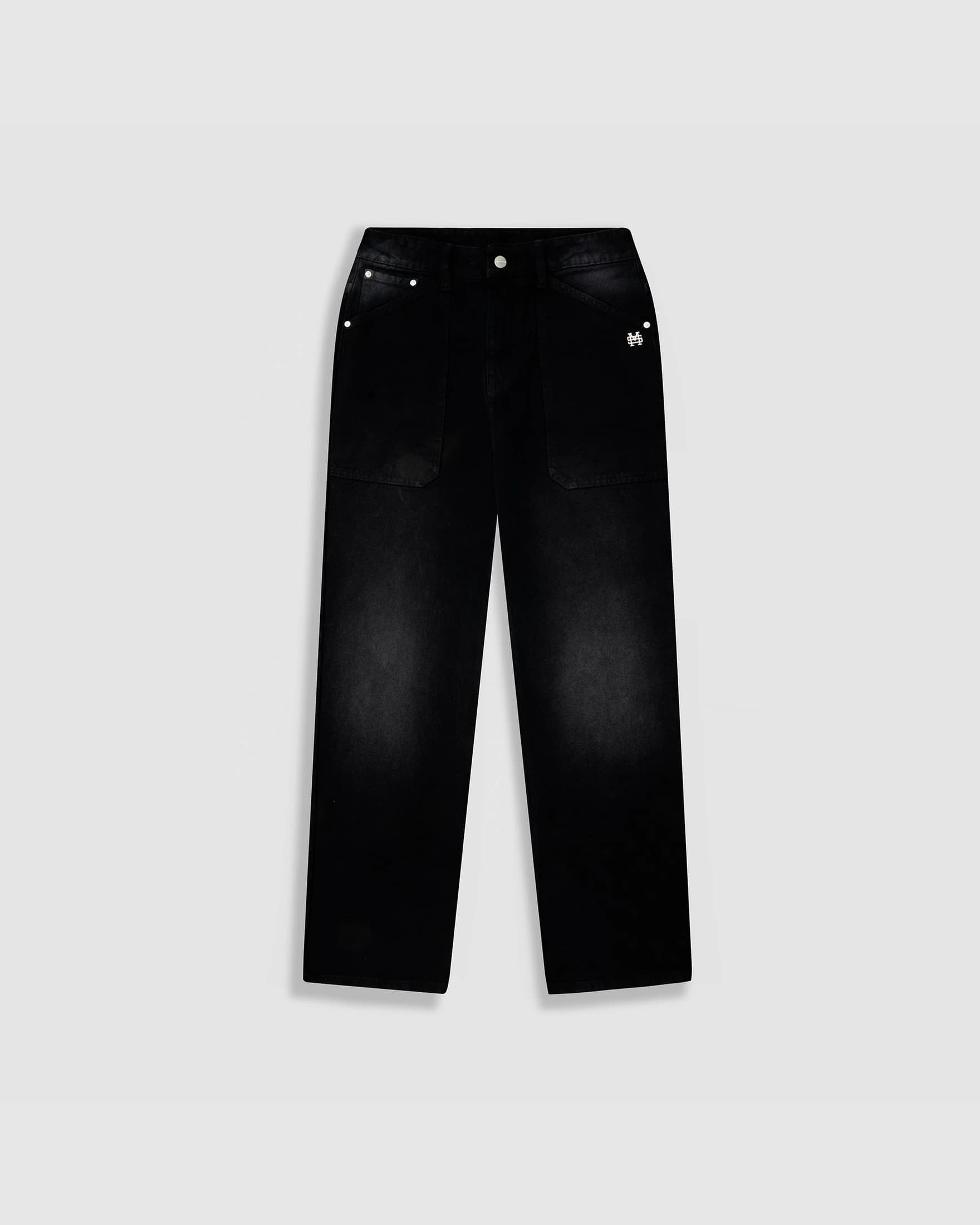 Pocket Straight Pants – Negro Desgastado - imagen 1