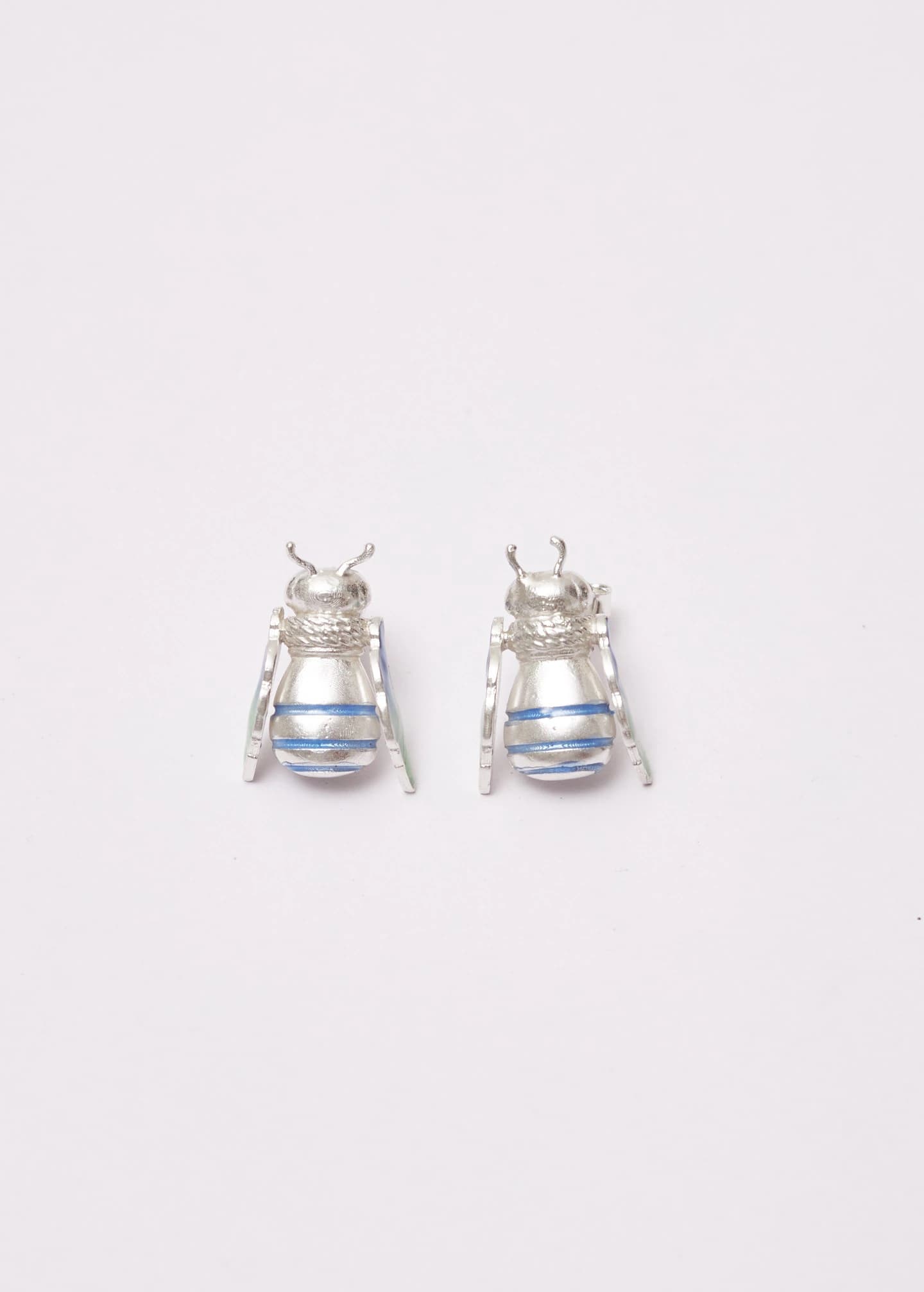 Aretes Drone plata azul - imagen 3