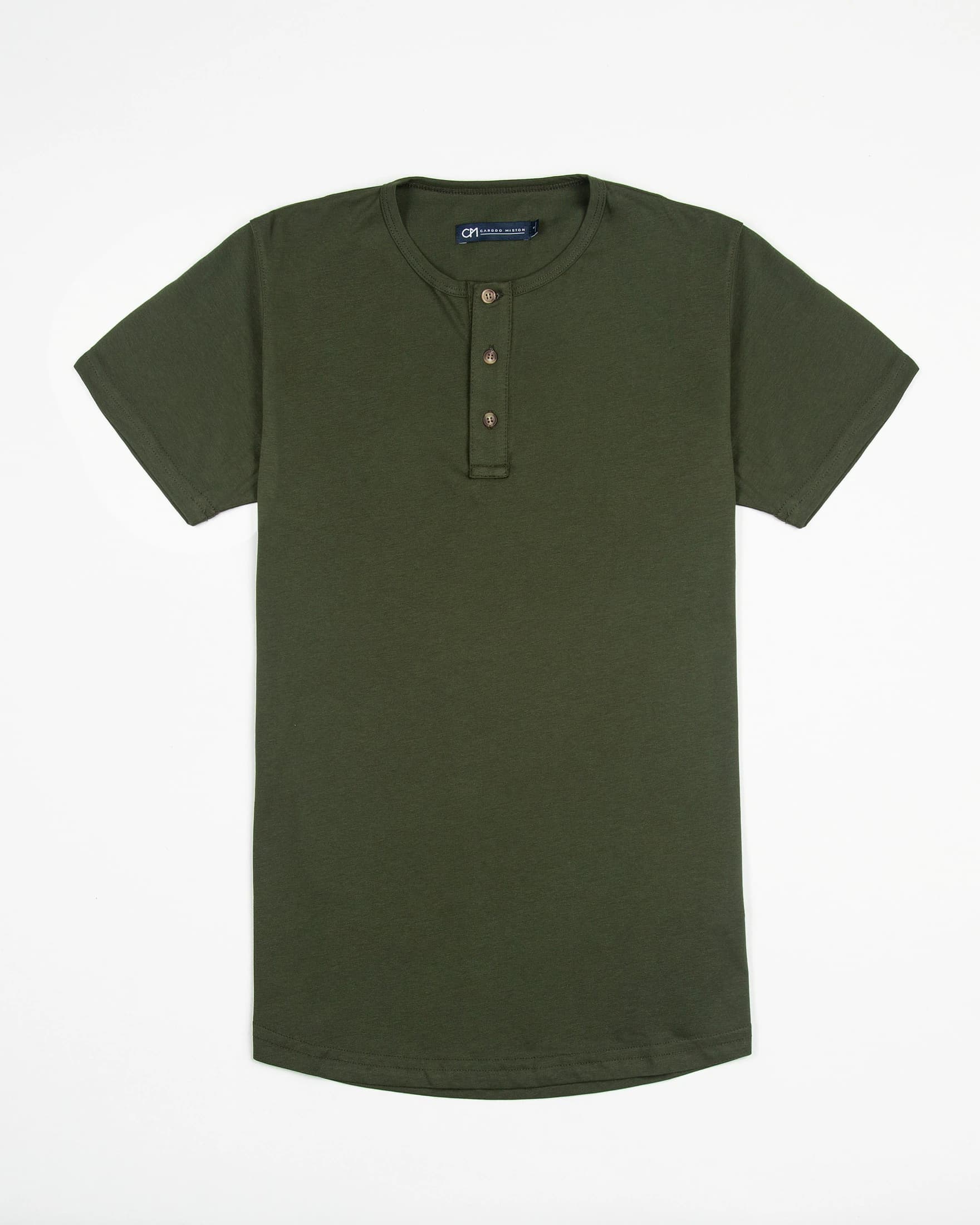 Camiseta Henley Algodón Verde Militar - imagen 1