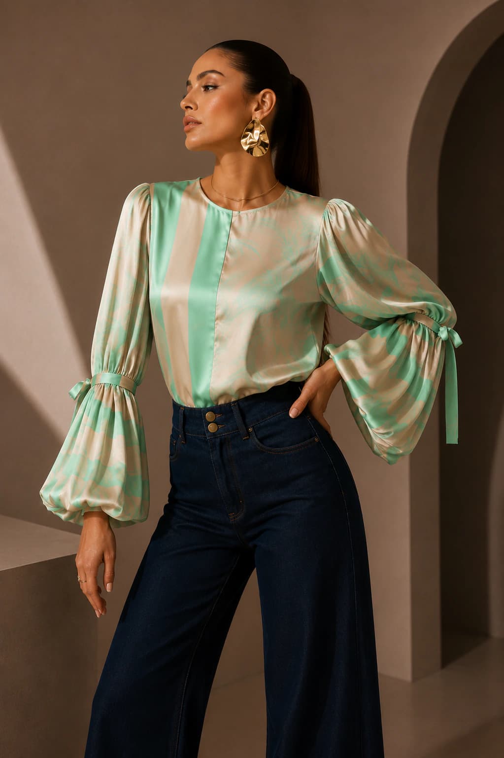 Blusa Cantor Rayas Turquesa - imagen 1