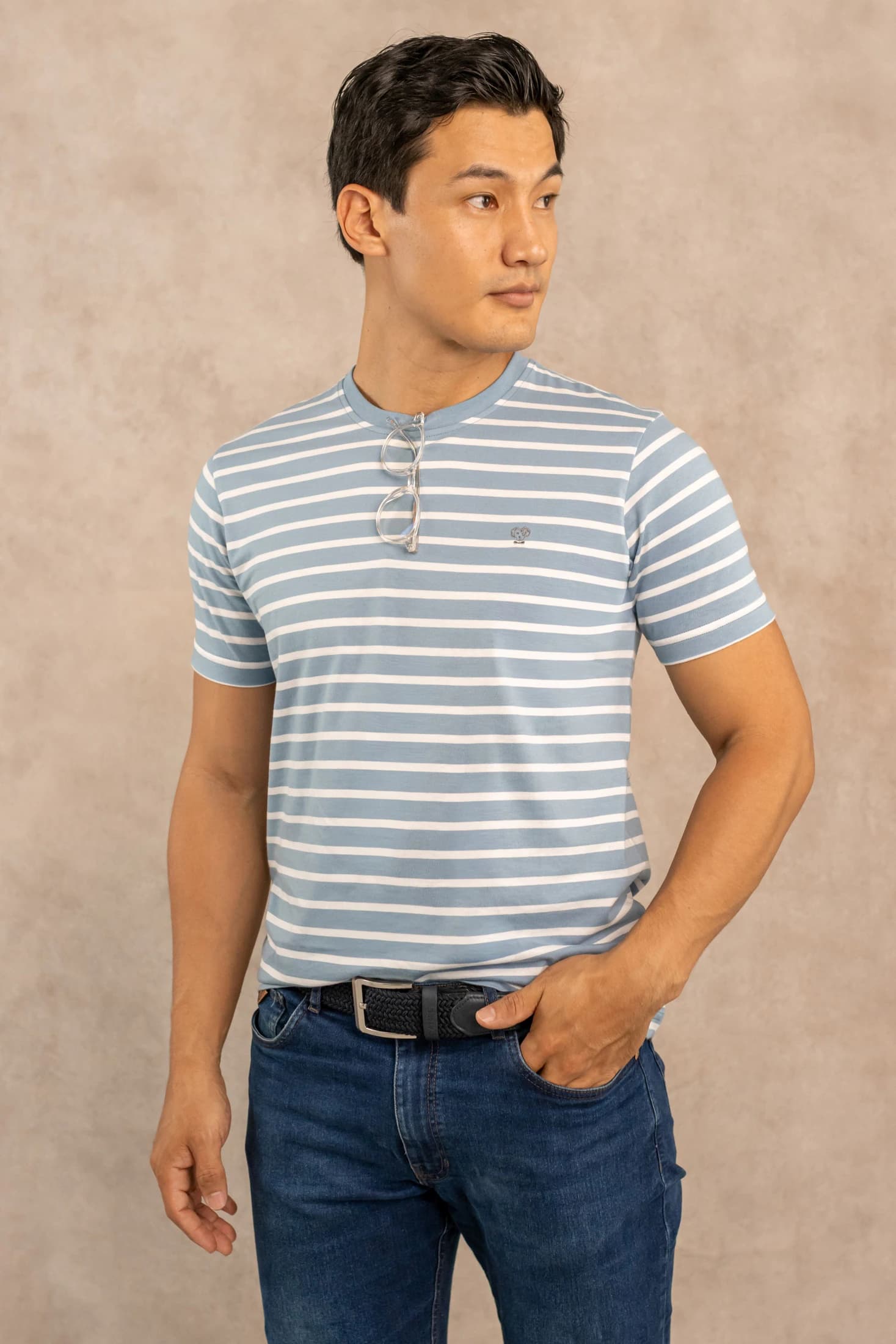 Camiseta Antimanchas Rayas Azul Stone - imagen 1
