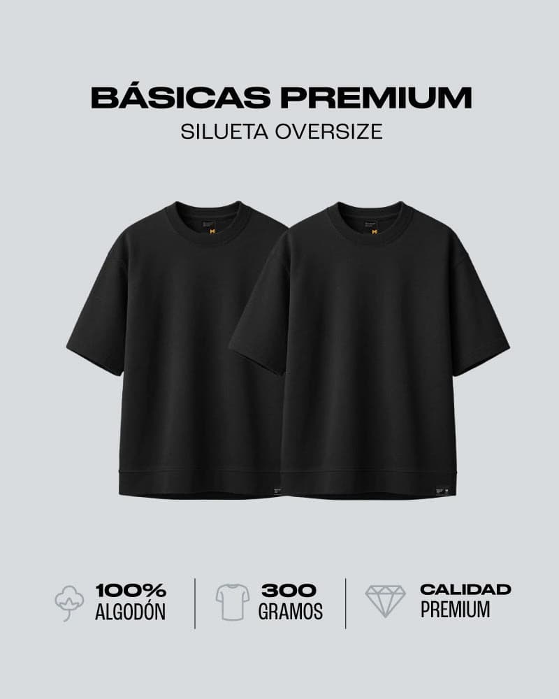 Duo Pack Camisetas Básicas Oversize Black - Premium 300G - imagen 1