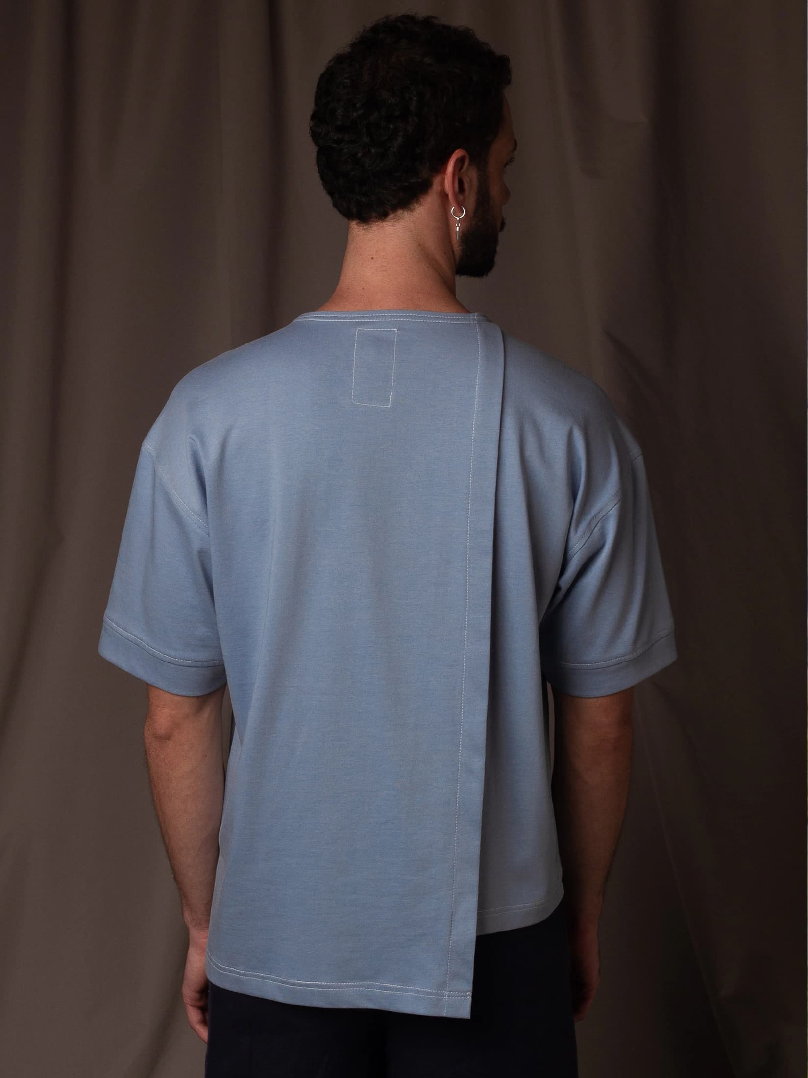 Camiseta Azul en Algodón Cuello Redondo - imagen 4