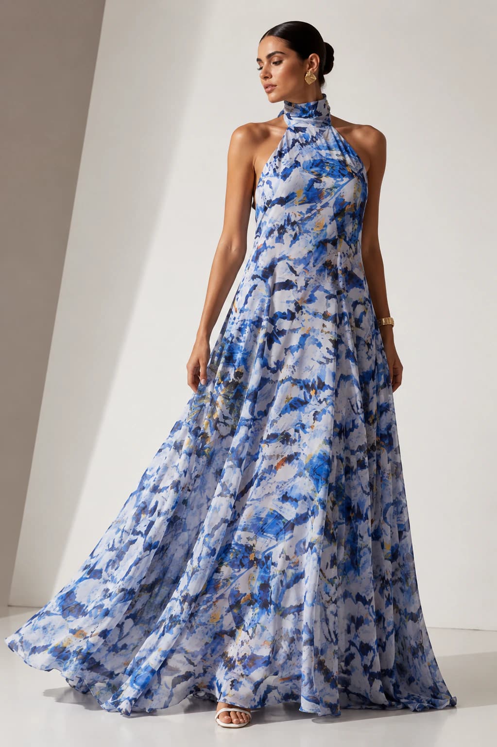 Vestido Apolinary Feathers Azul - imagen 1