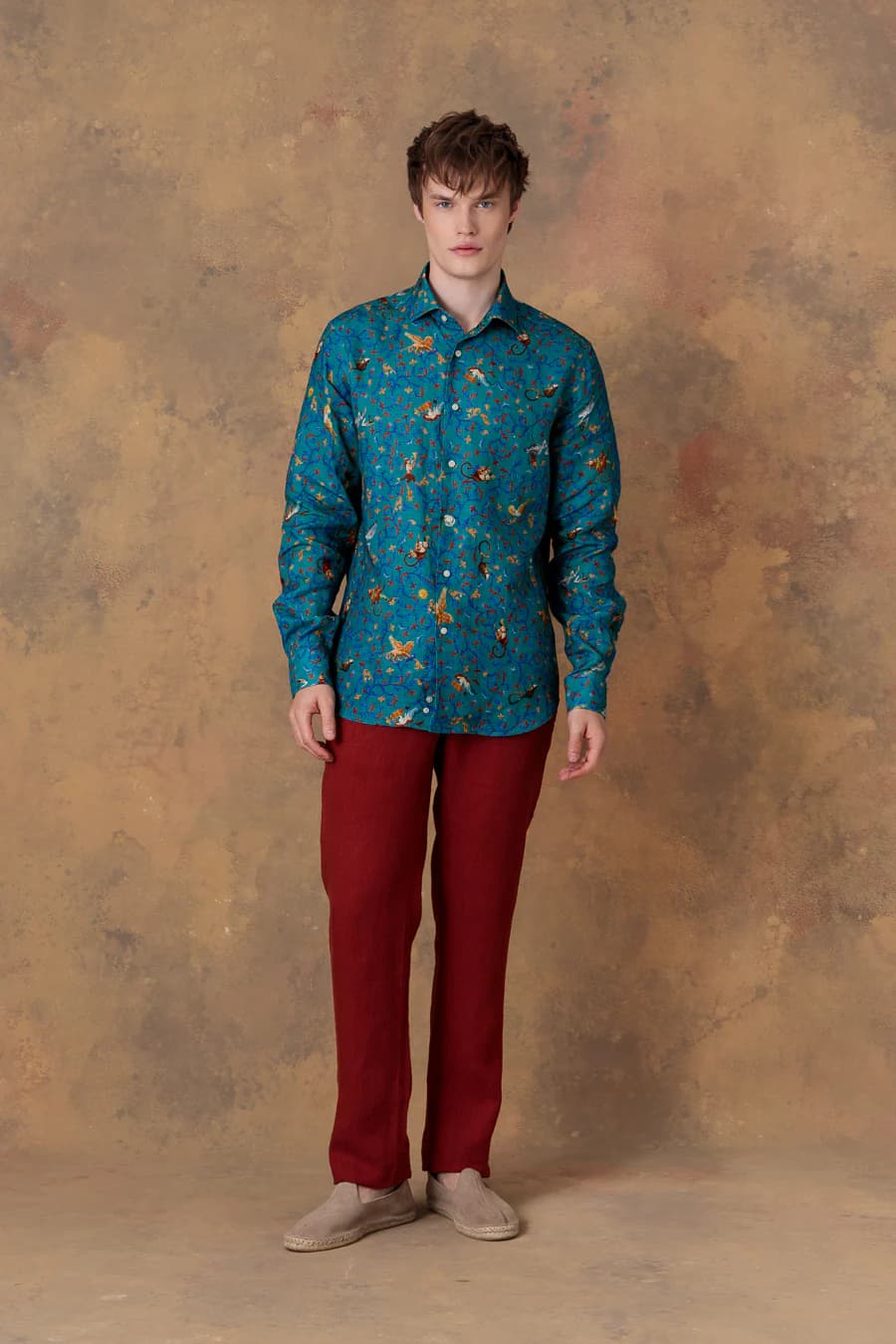 Men's shirt linen delphos teal - imagen 3