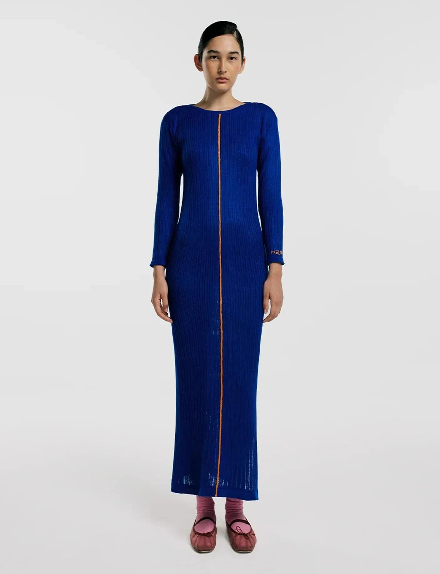 Vestido Largo Rib Azul
