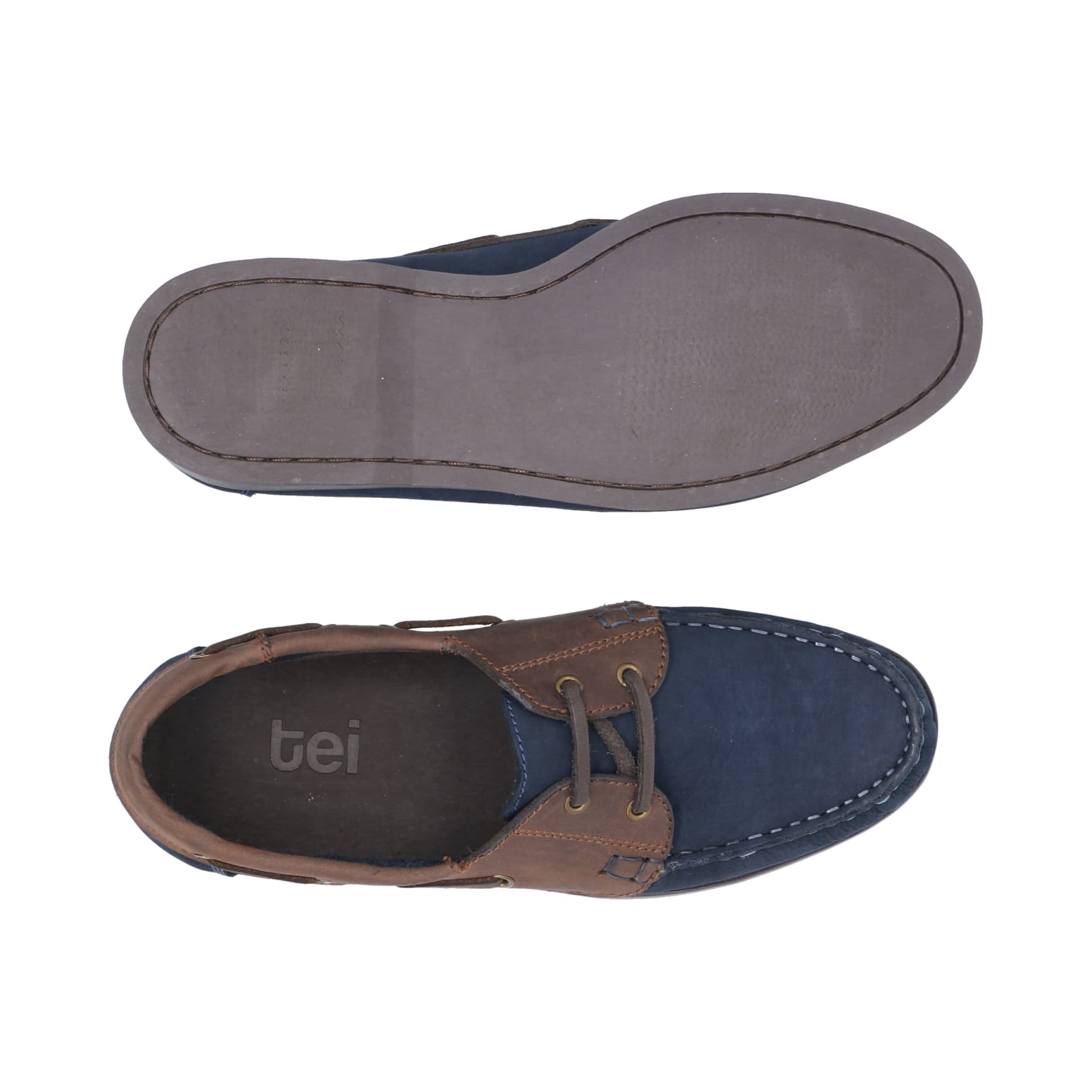 Mocasines Boat Shoes Combinados Cuero Nobuck Azul - imagen 4