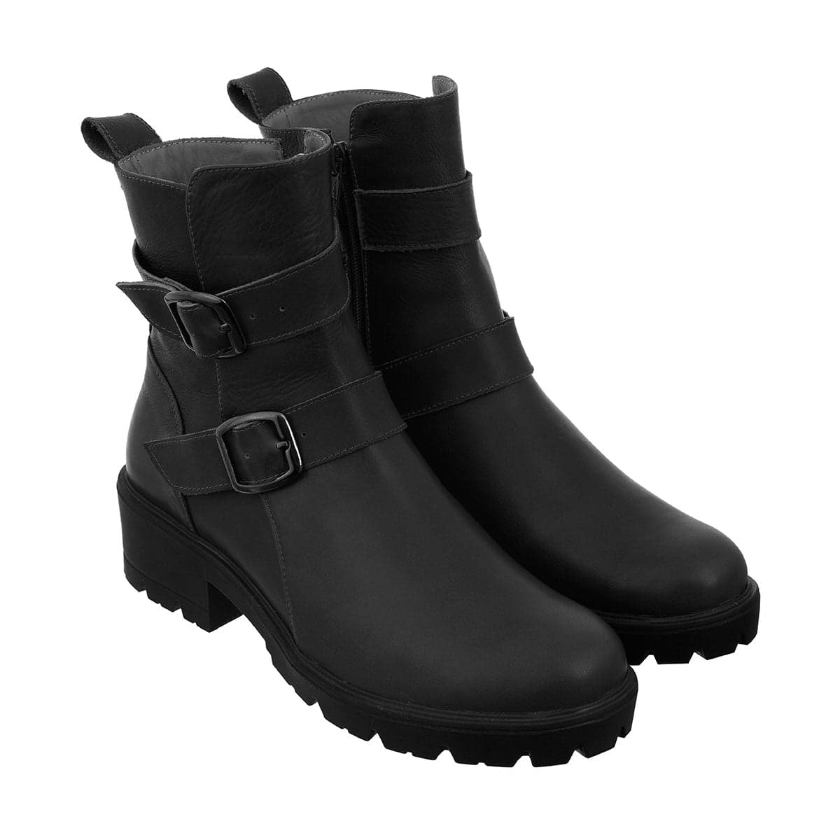 Botas Correas Mujer Cuero Negro - imagen 1