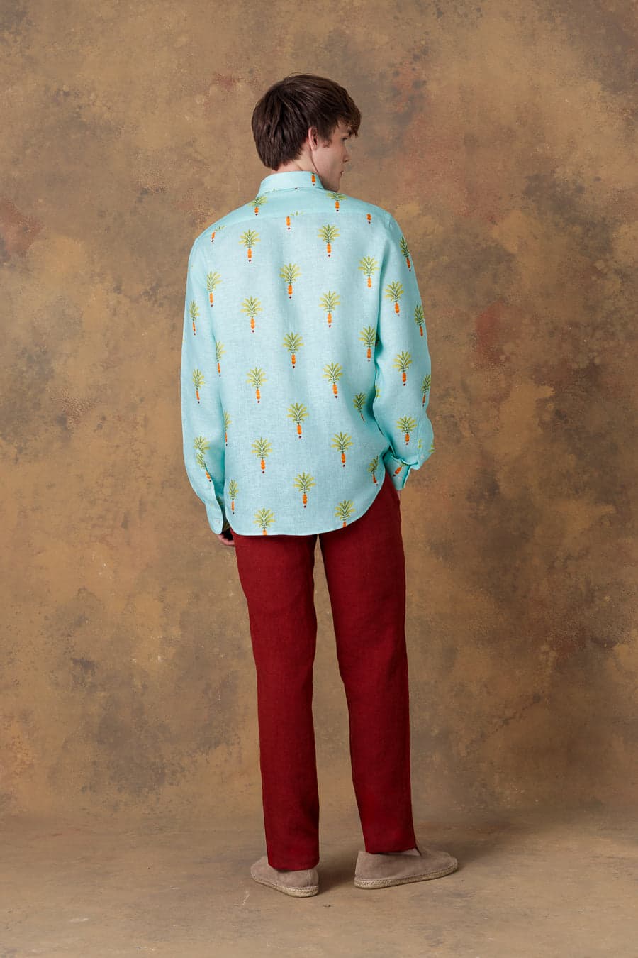 Men's shirt linen orfeo turquoise - imagen 4