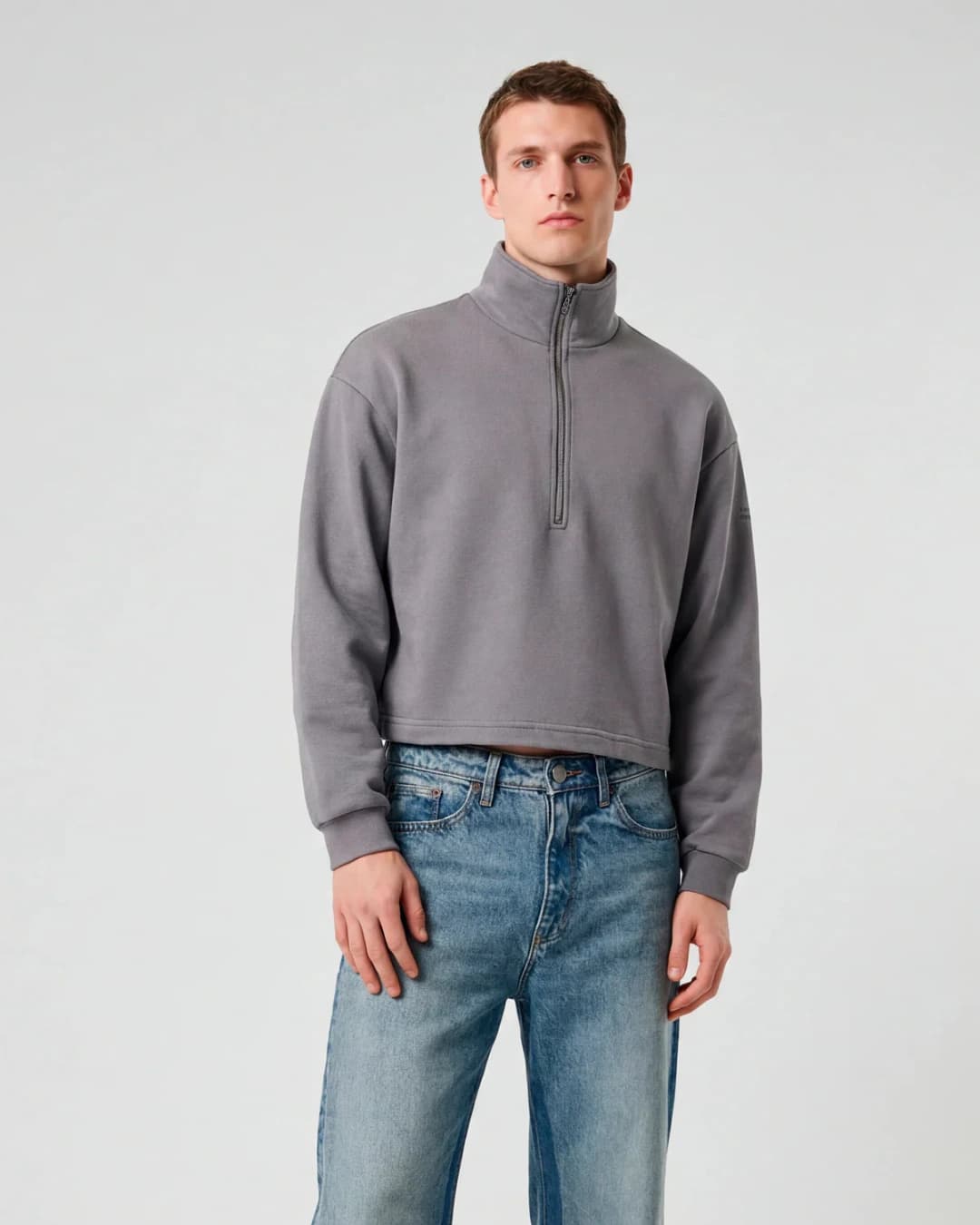 MONOGRAM HALF ZIP GRAY SWEATER - imagen 2