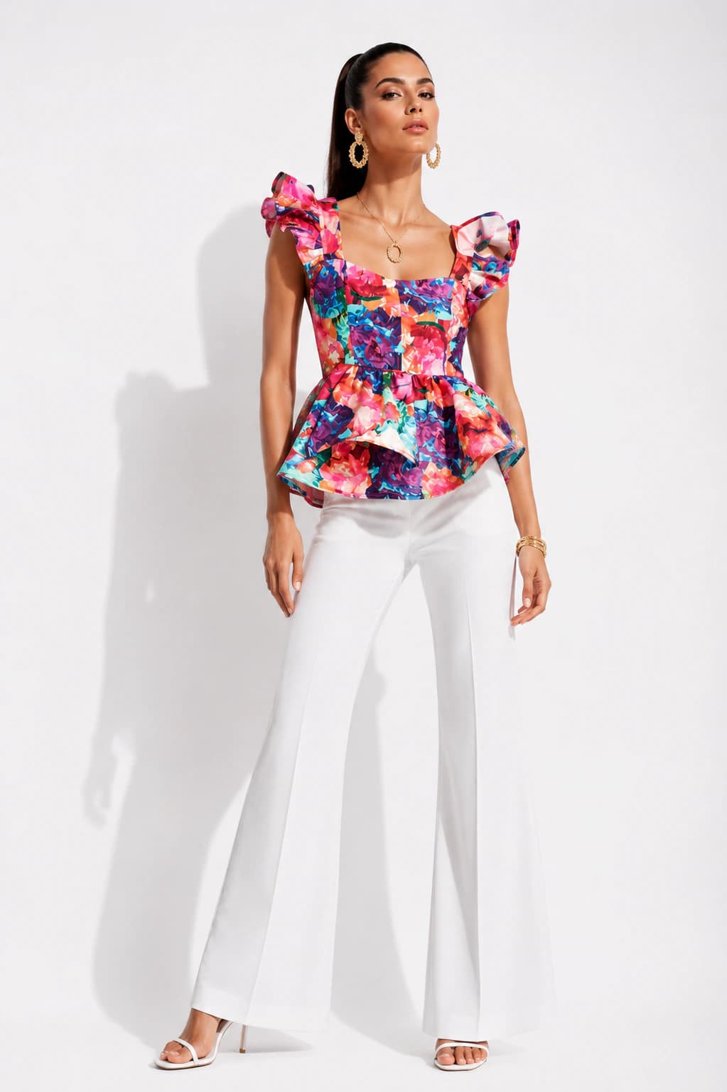 Blusa Usaki Flores Morado - imagen 3