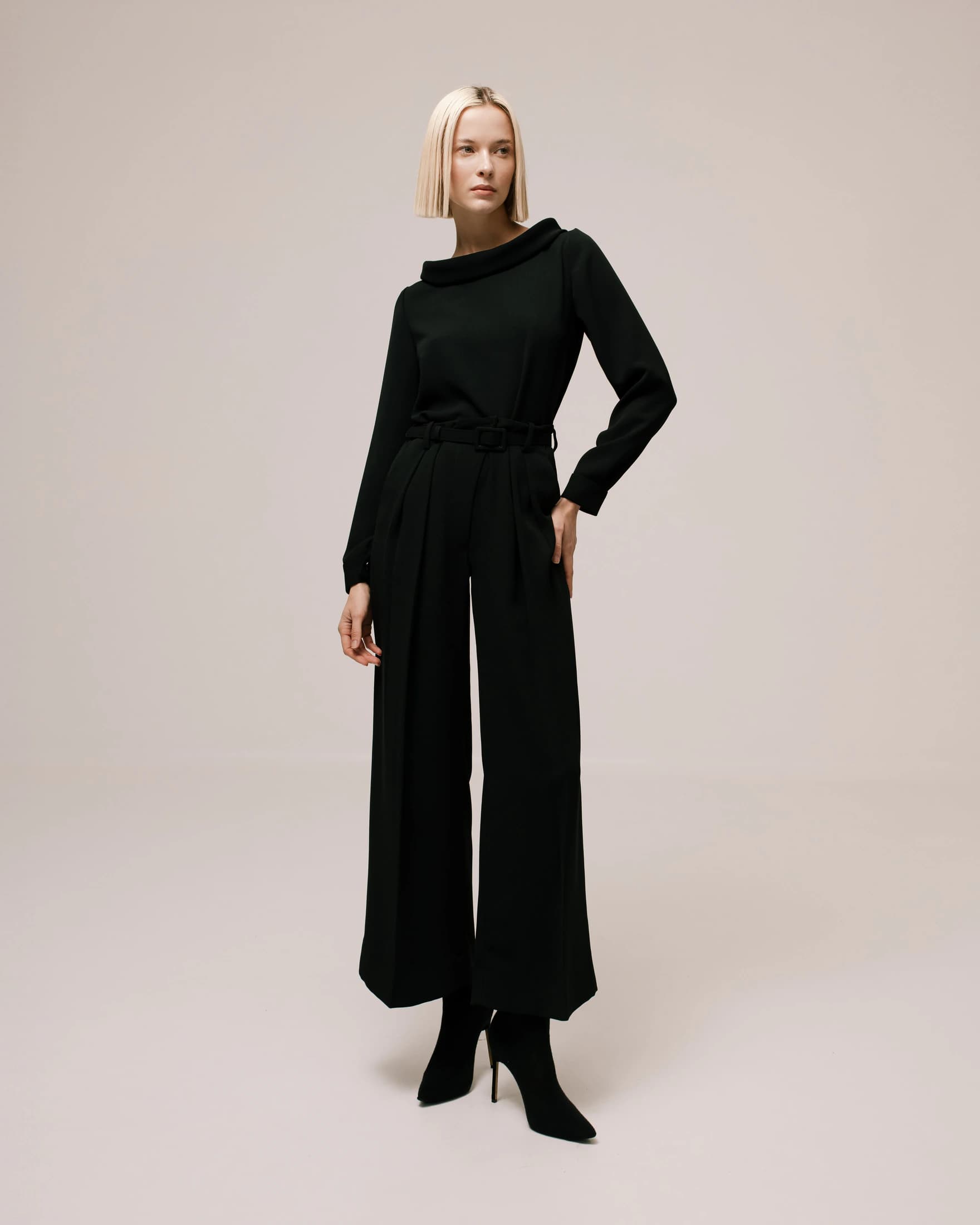 Crop Wide-Leg Pleated Cady Trousers - imagen 3
