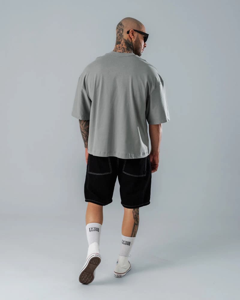 Camiseta Boxy Fit Básica Gris Claro - imagen 5