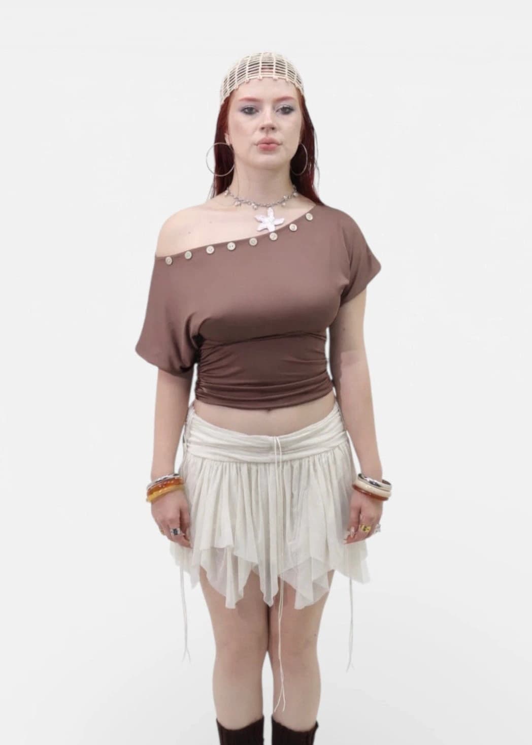 BLOOM MESH SKIRT BLANCO MARFIL - imagen 1