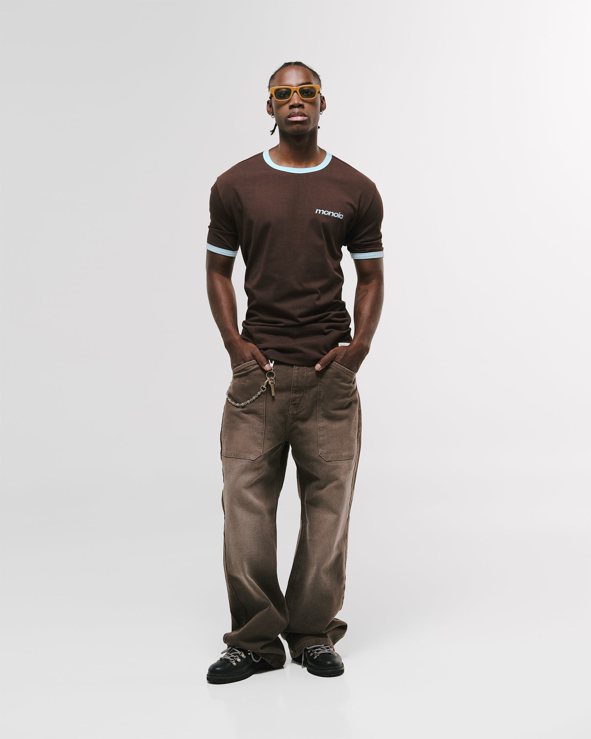 Camiseta Ringer Tee – Café y Azul - imagen 3