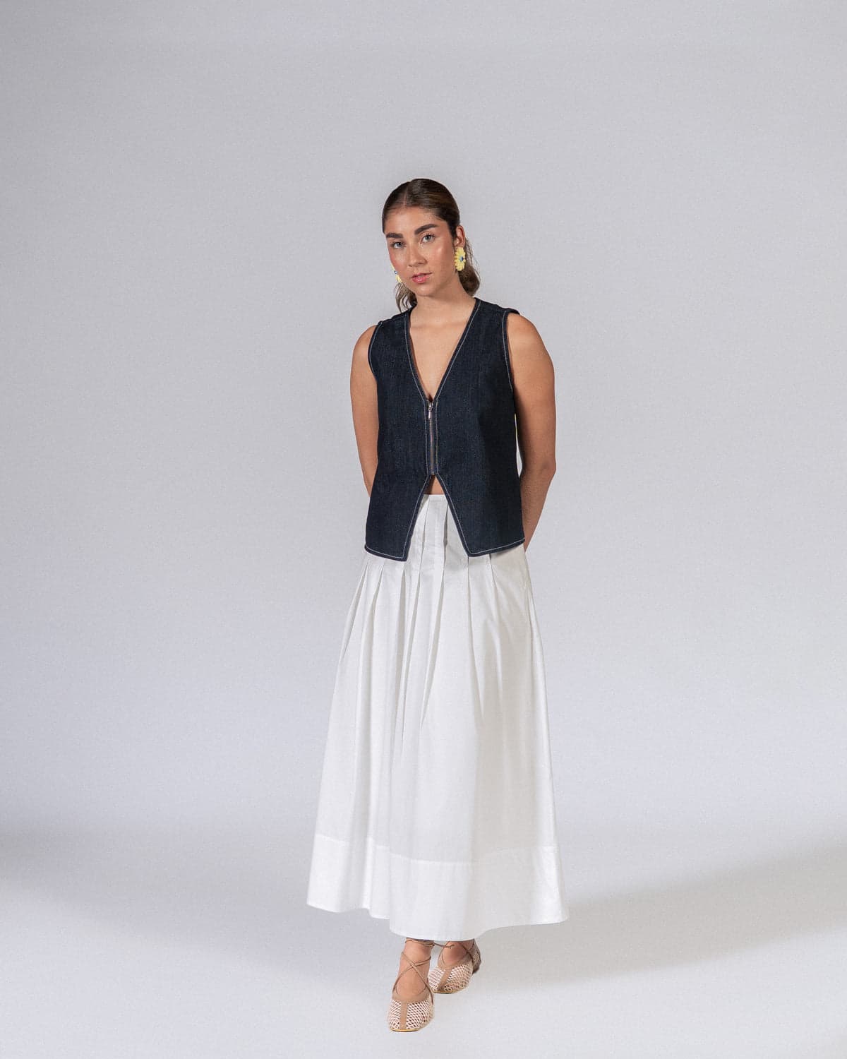 Falda Plisé Maxi Blanco - imagen 3