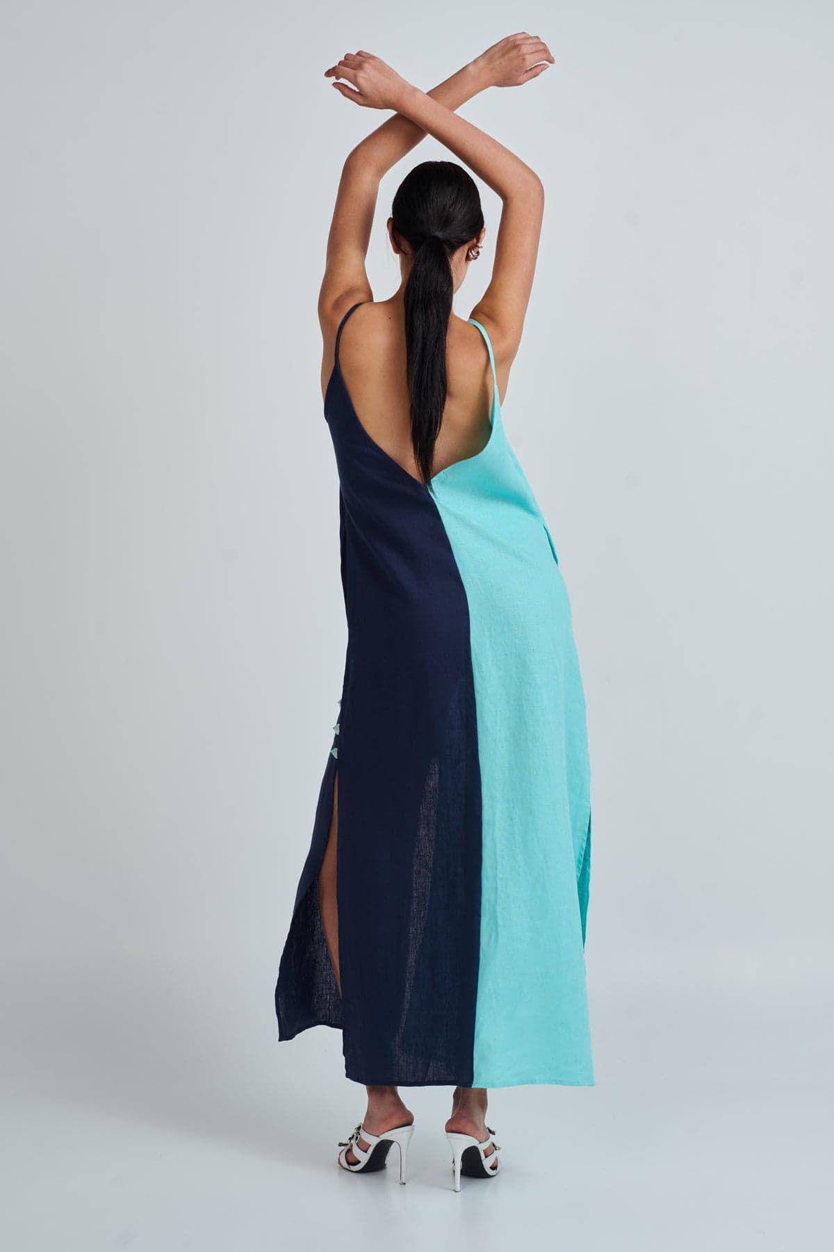 YANNA DRESS AQUA/NAVY
