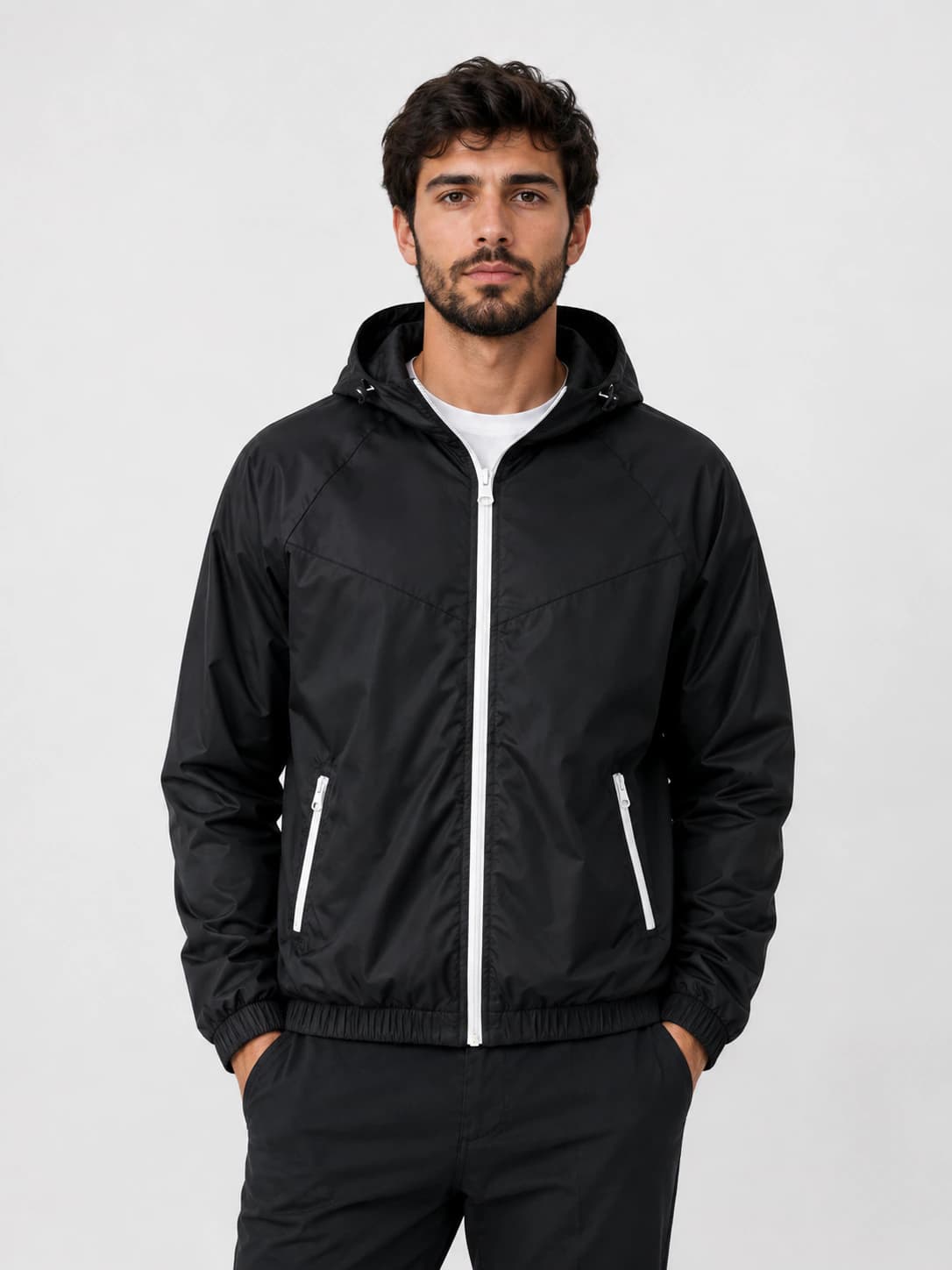 Chaqueta Cyclone Negra Con Cremallera Blanca OUTLET