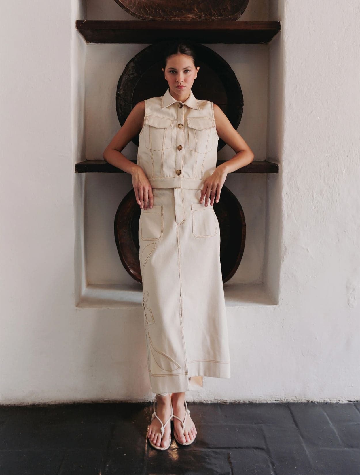 FALDA RECTA DENIM NATURAL - imagen 1