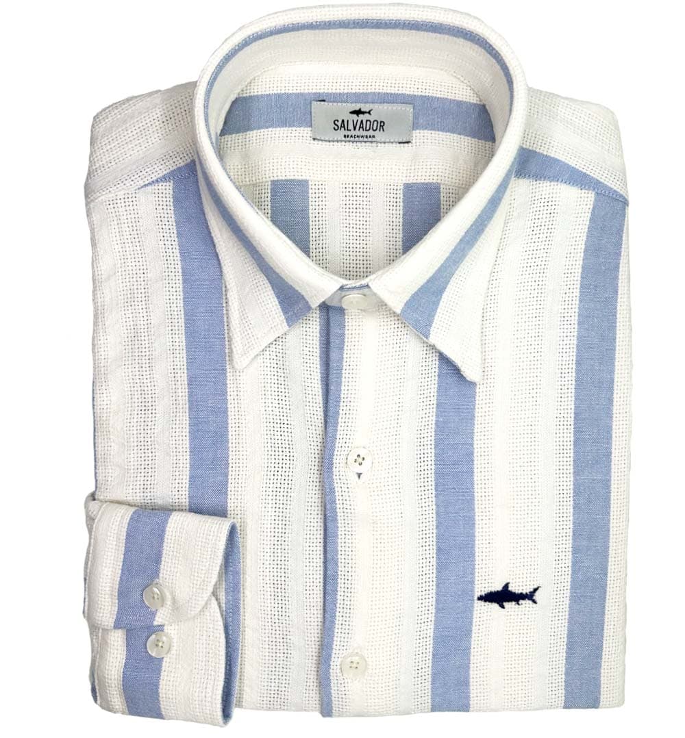CAMISA BLANCA RAYAS G AZUL C - imagen 1