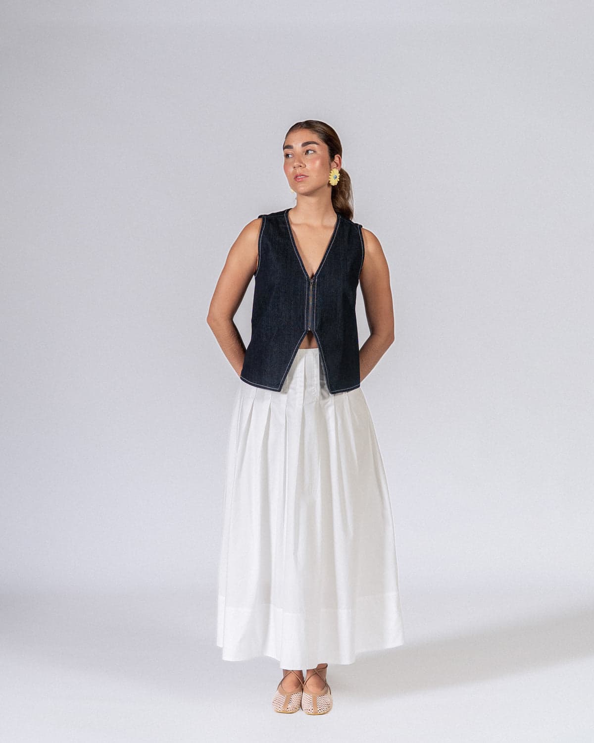 Falda Plisé Maxi Blanco - imagen 4