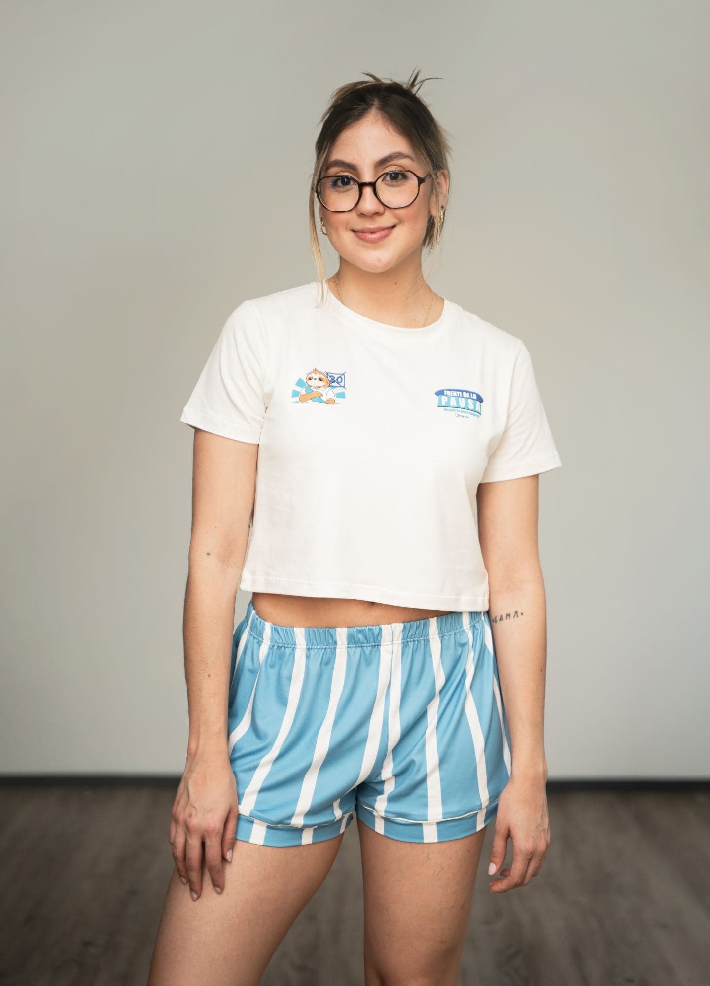 Conjunto Short Frente de la Pausa - Azul Cielo