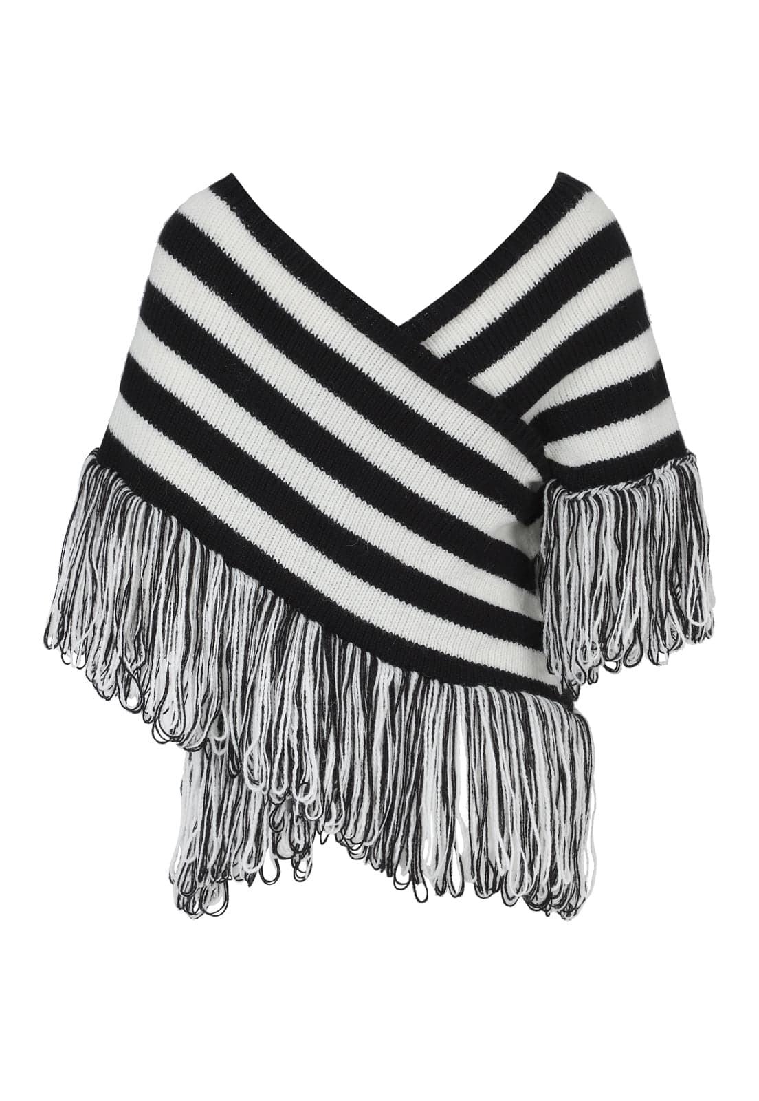 CROSSED FRINGES TWO TONE TOP - imagen 1