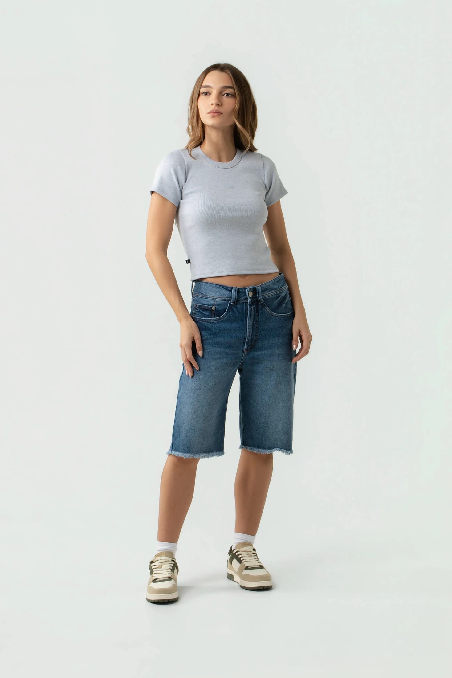 Bermuda Denim QST Raw Edge - Azul Medio - imagen 2