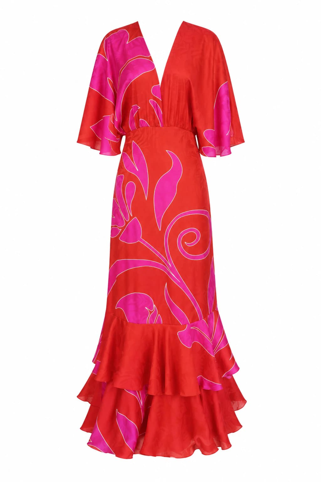 Angelica Crepe Maxi Dress / Red & Fuchsia Maxi Buganvilia - imagen 1