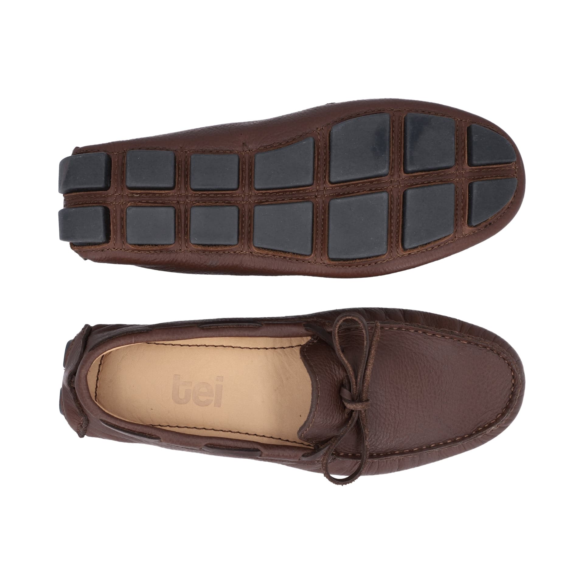 Mocasines Hombre Amarrar Cuero grabado Cognac - imagen 3