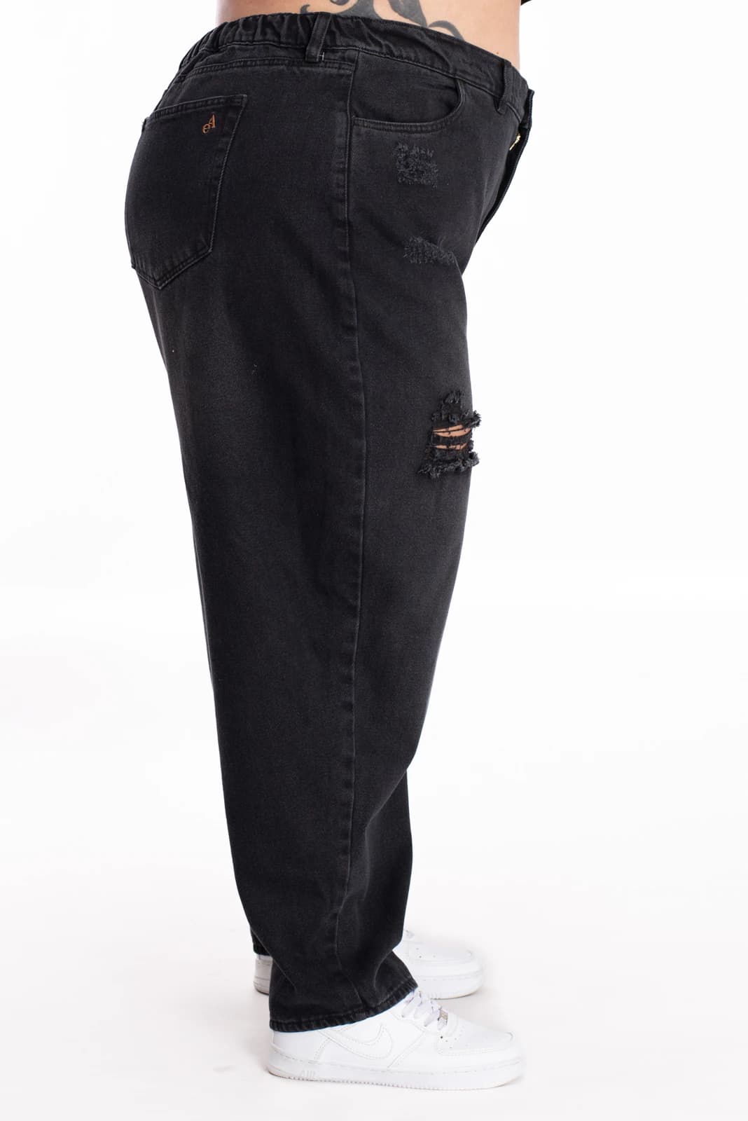 Jean Boyfriend Negro Rotos 413 - imagen 5