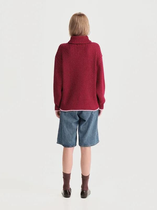 Saco Cuello Tortuga Inglés Rojo/rosado Mujer - imagen 3