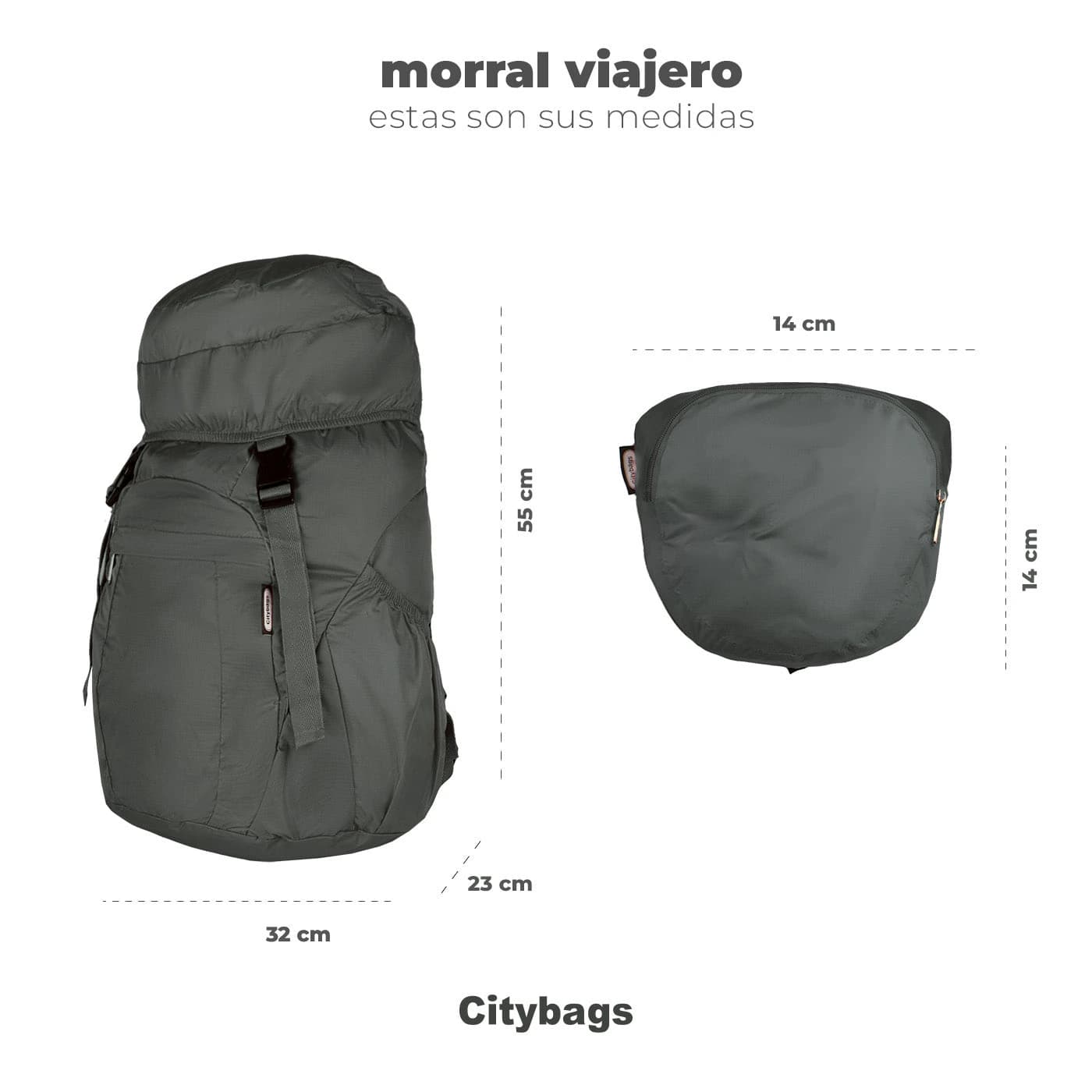 Morral Viajero Plegable Citybags Negro - imagen 8