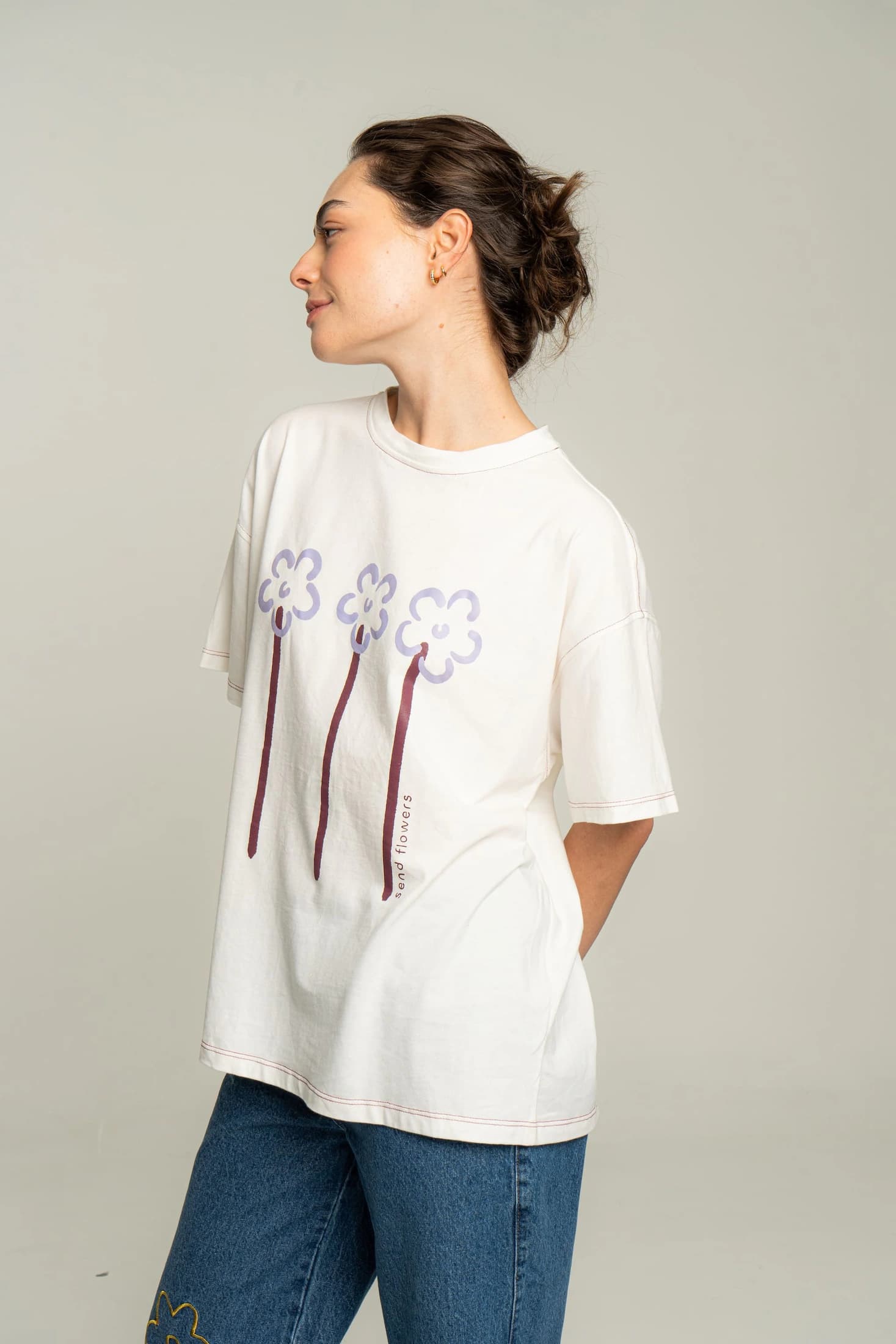 Camiseta send flowers - crudo - imagen 3