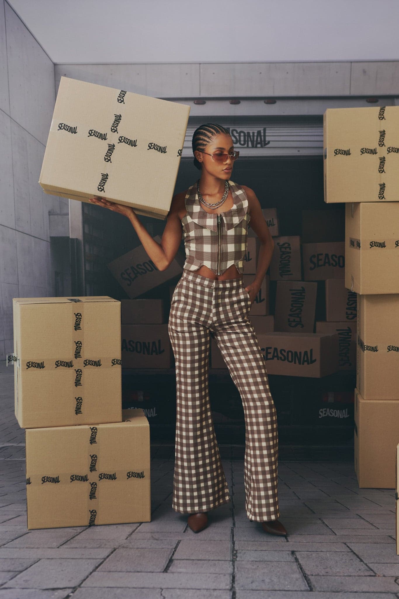 BROWN GINGHAM TOP