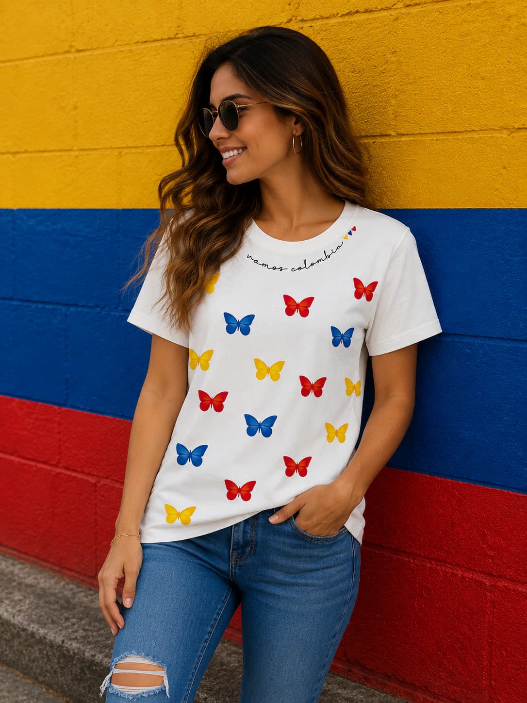 CAMISETA MARIPOSAS TRICOLOR - imagen 2