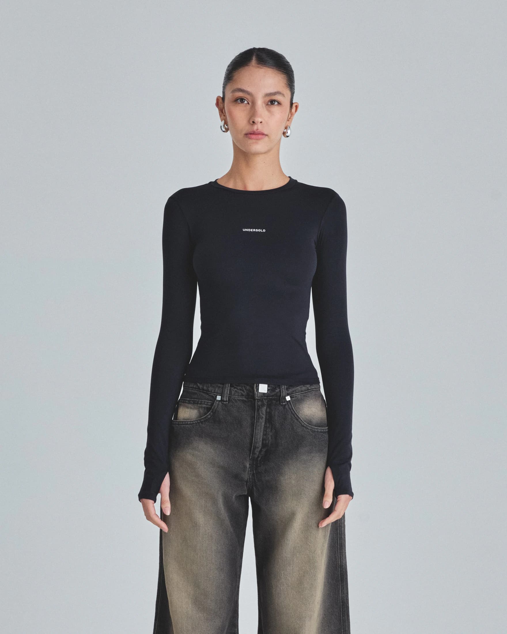 W Line Basic Long Sleeve Tshirt Black - imagen 2