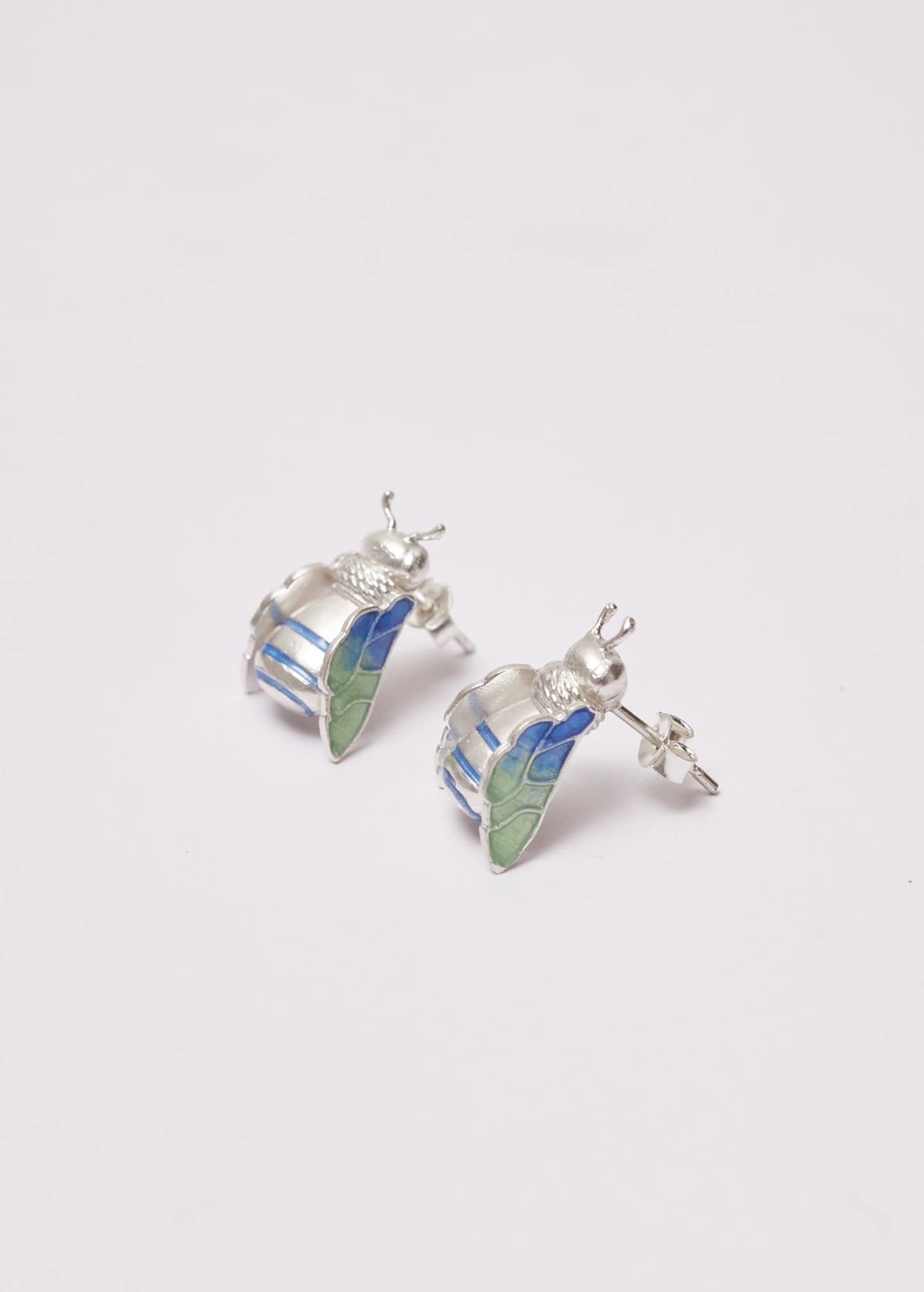 Aretes Drone plata azul - imagen 2