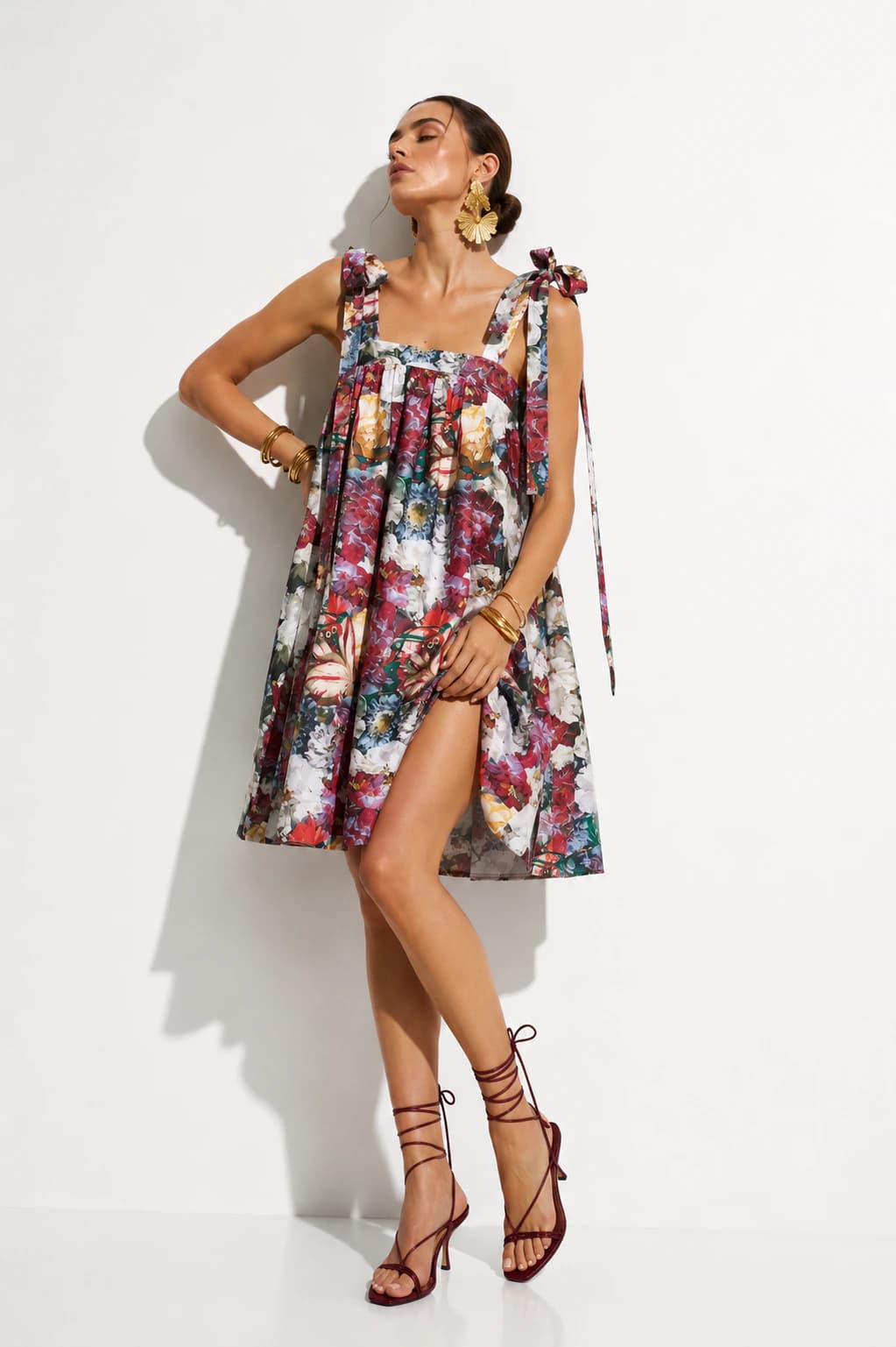 Vestido Nolli Vinotinto Flores - imagen 2