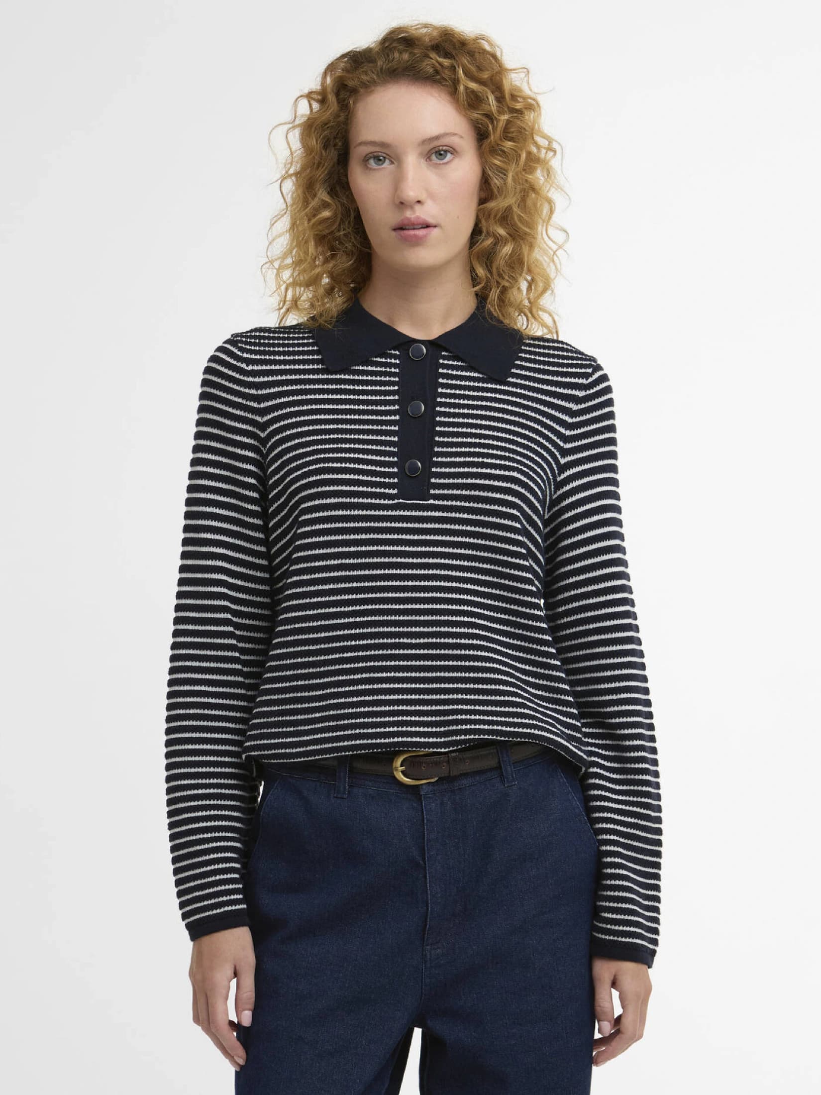 Inez Striped Collared Jumper