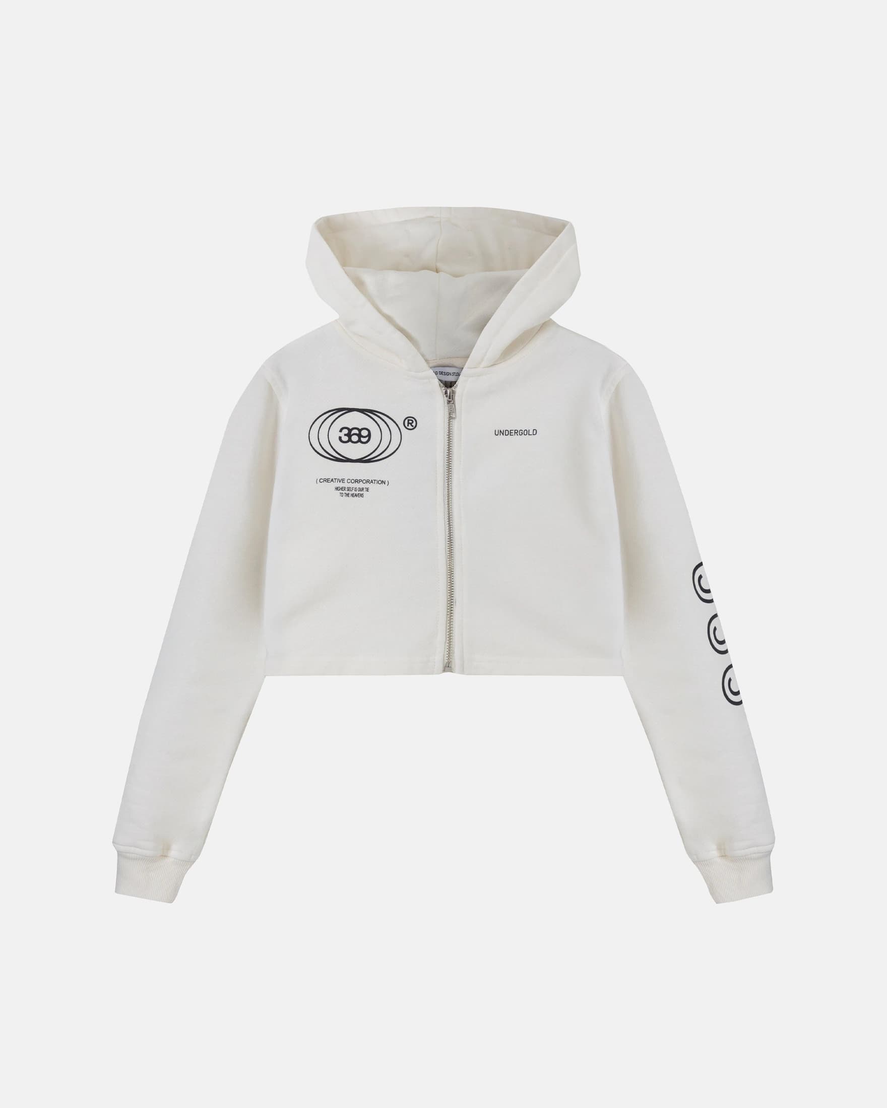 W Golden Heritage Slim Fit Zip Up Cropped Hoodie White - imagen 1