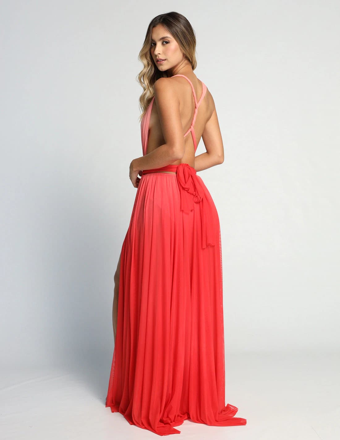 Vestido Hydra Ivory + Tomato - imagen 2