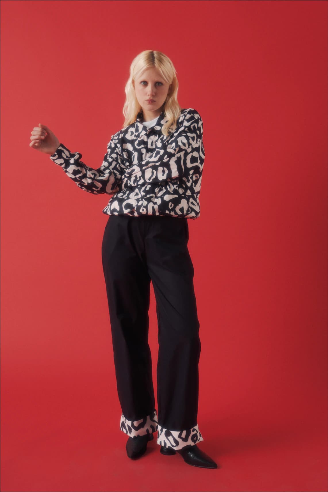 Black & Leopard Hem Pant