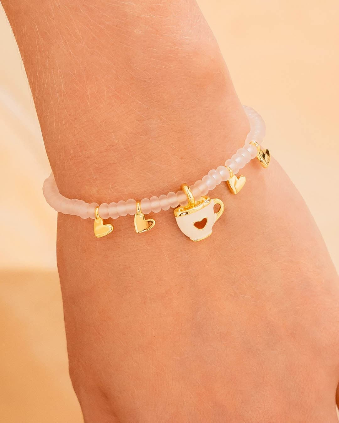 Set Pulsera Taza Mini Corazón + Aretes - imagen 1