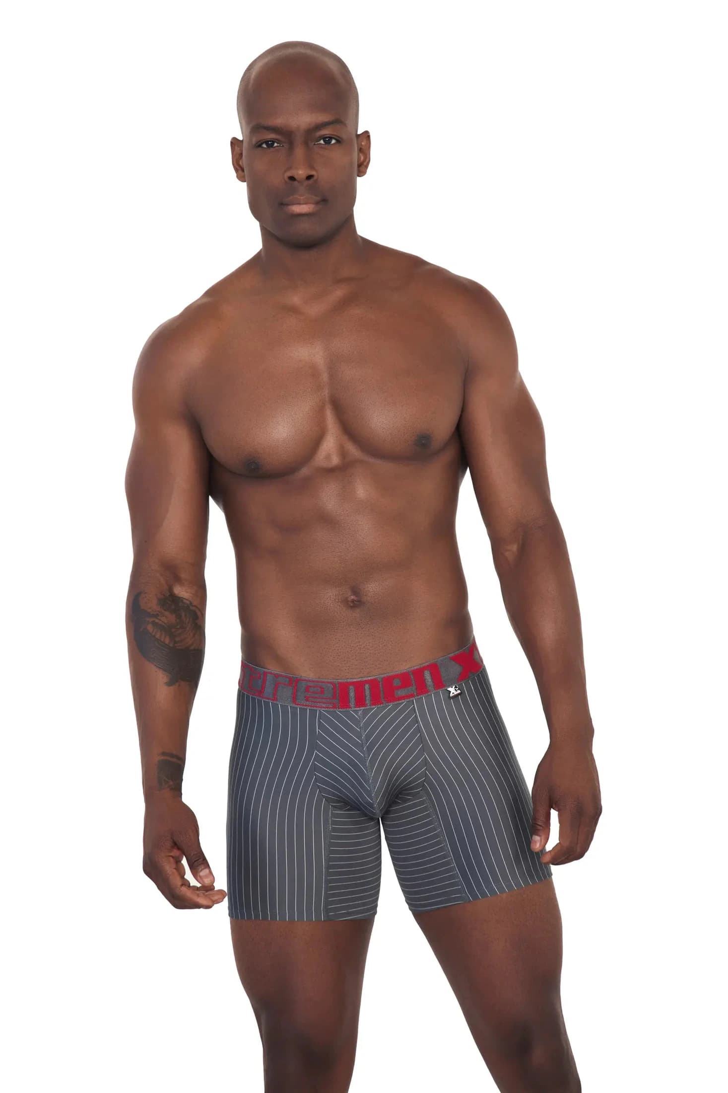 BOXER LARGO MICROF RAYA TIZA  GRIS OSCURO - imagen 2