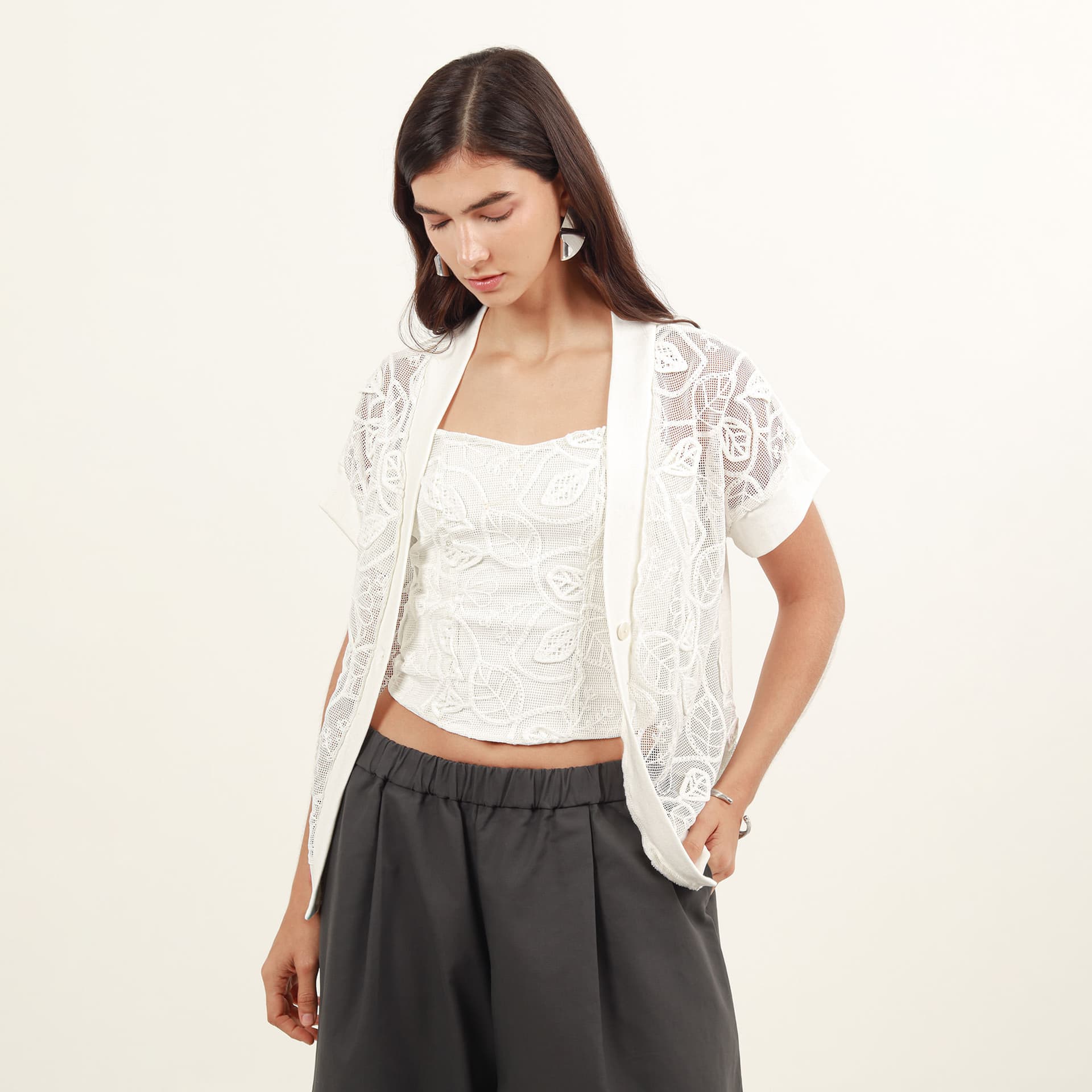 Blusa cuello v manga corta - imagen 1