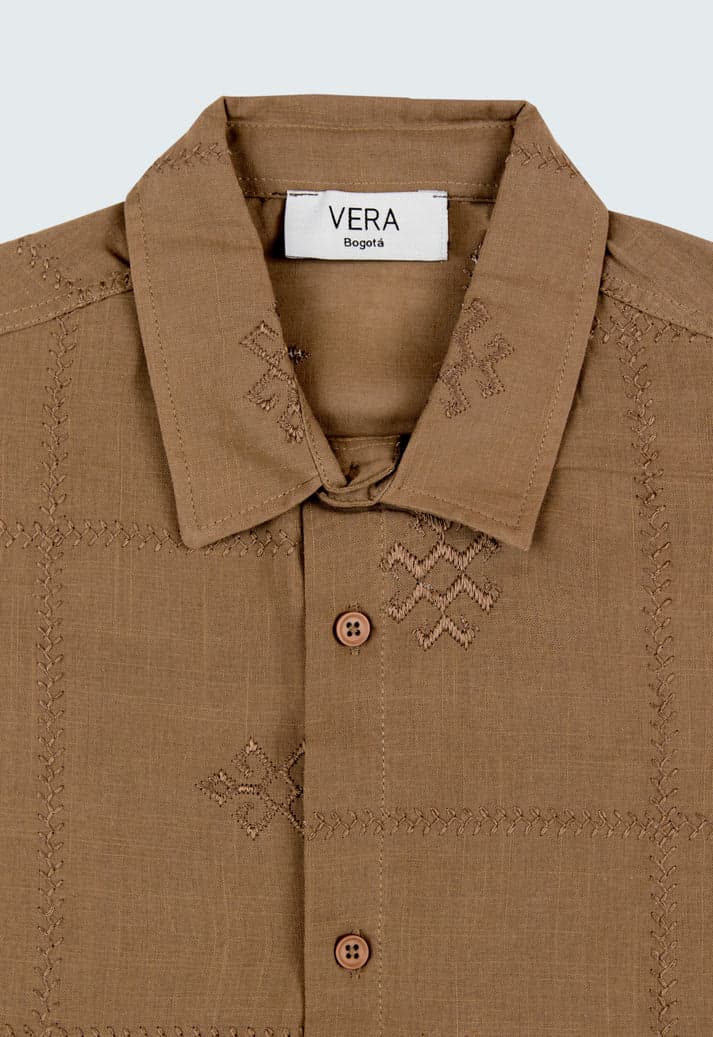 CAMISA SAKO MARRÓN - imagen 5