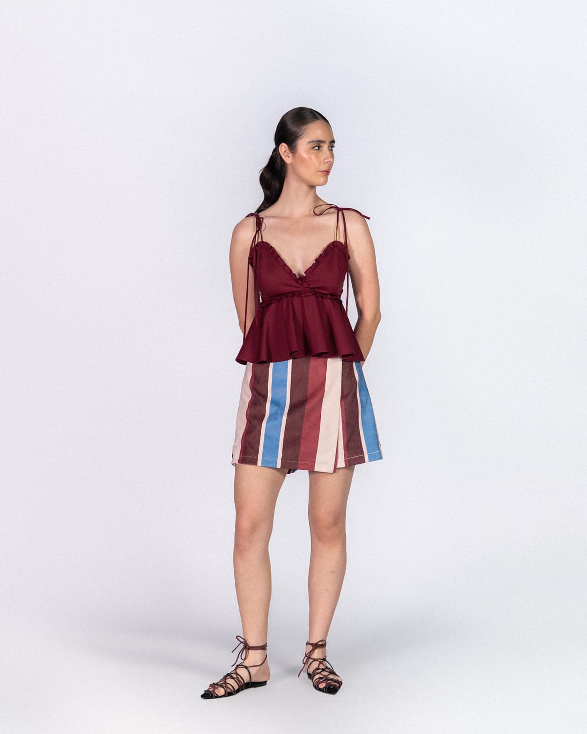 Falda Short Block Vino - imagen 2